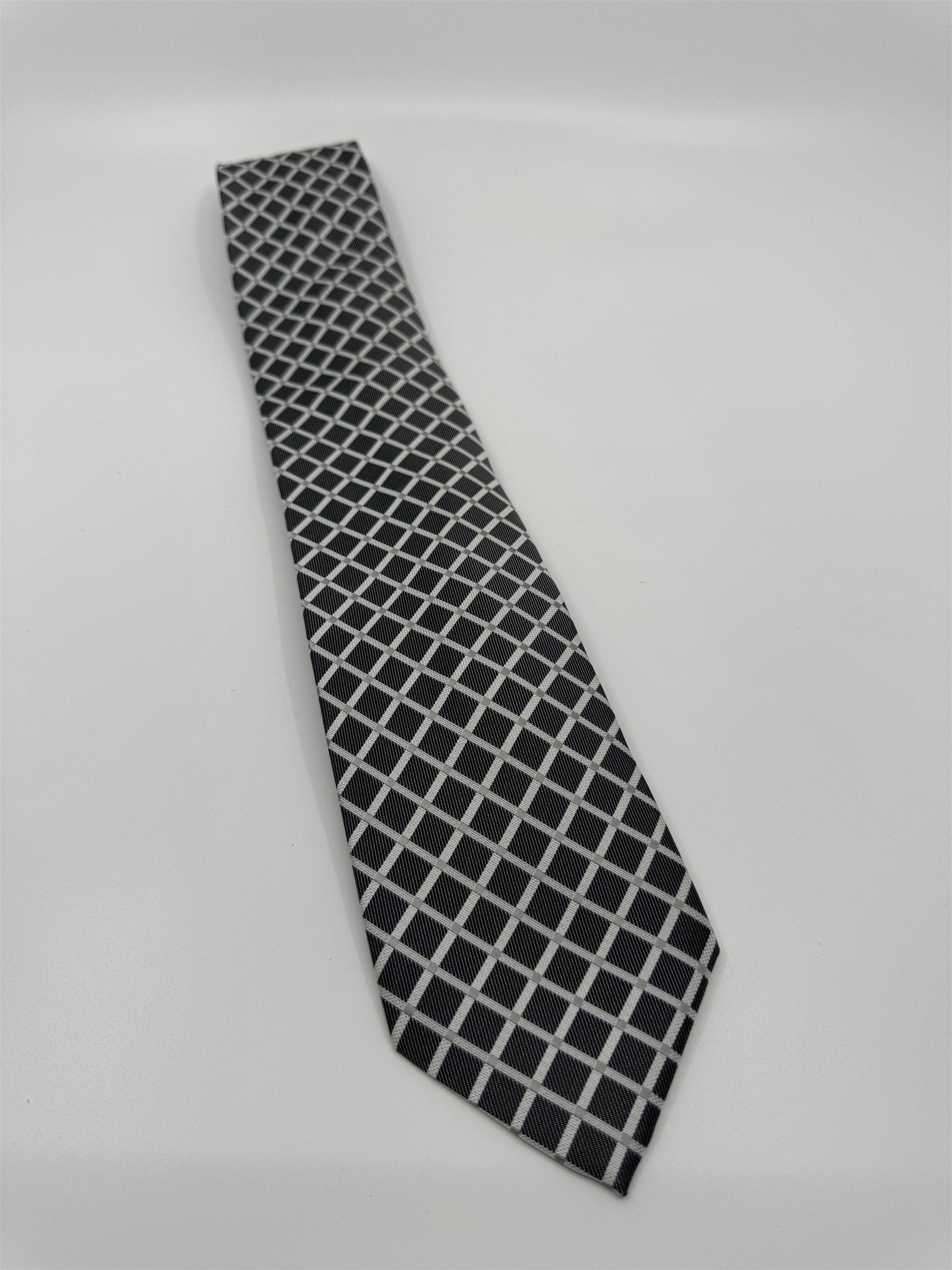 Alexander Julian Colours Mens Tie Gray and White Check Square Pattern NWOT