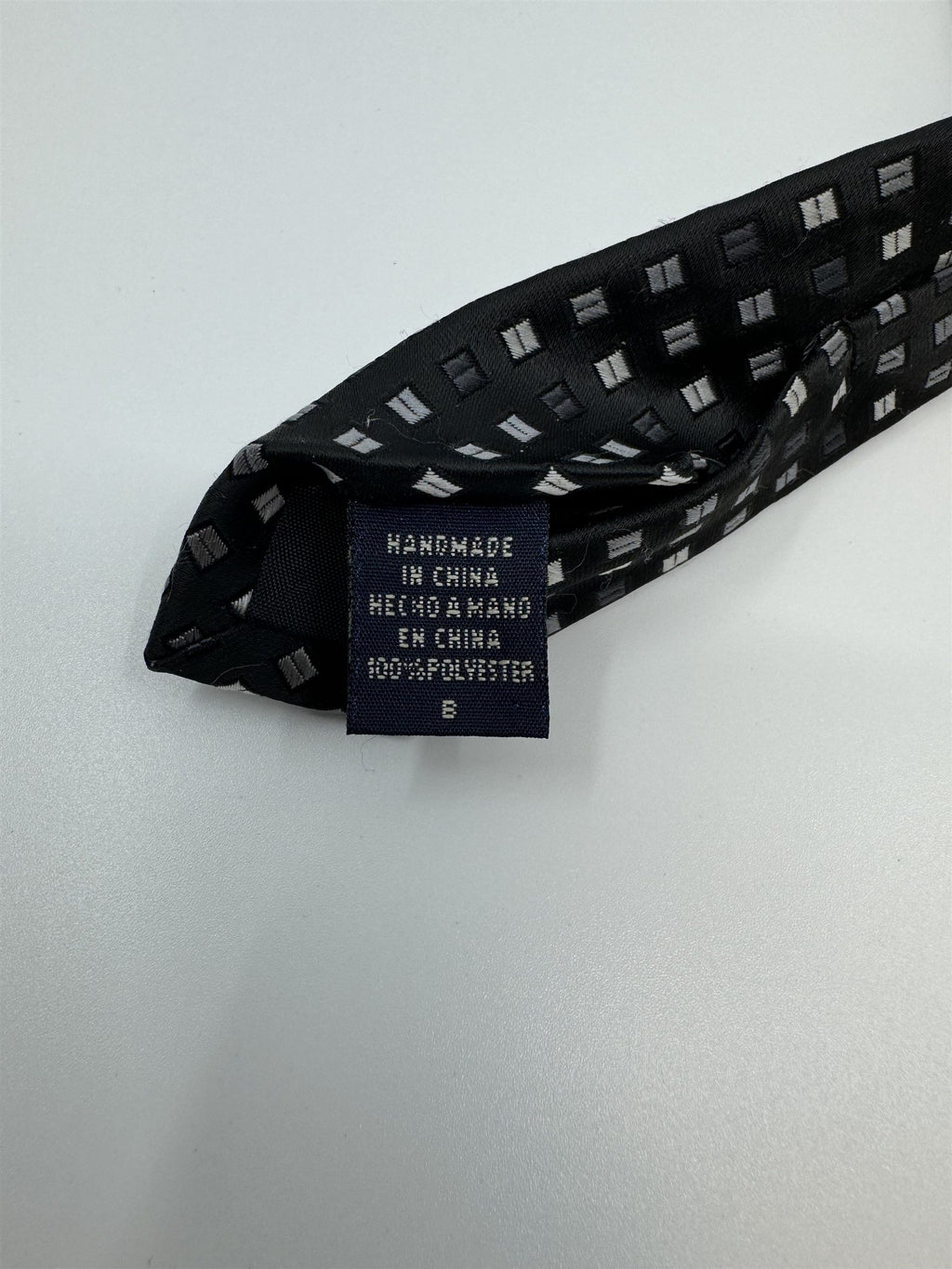 Van Hausen Mens Neck Tie Black /w Rectangle Equal Sign Accents Polyester NWOT