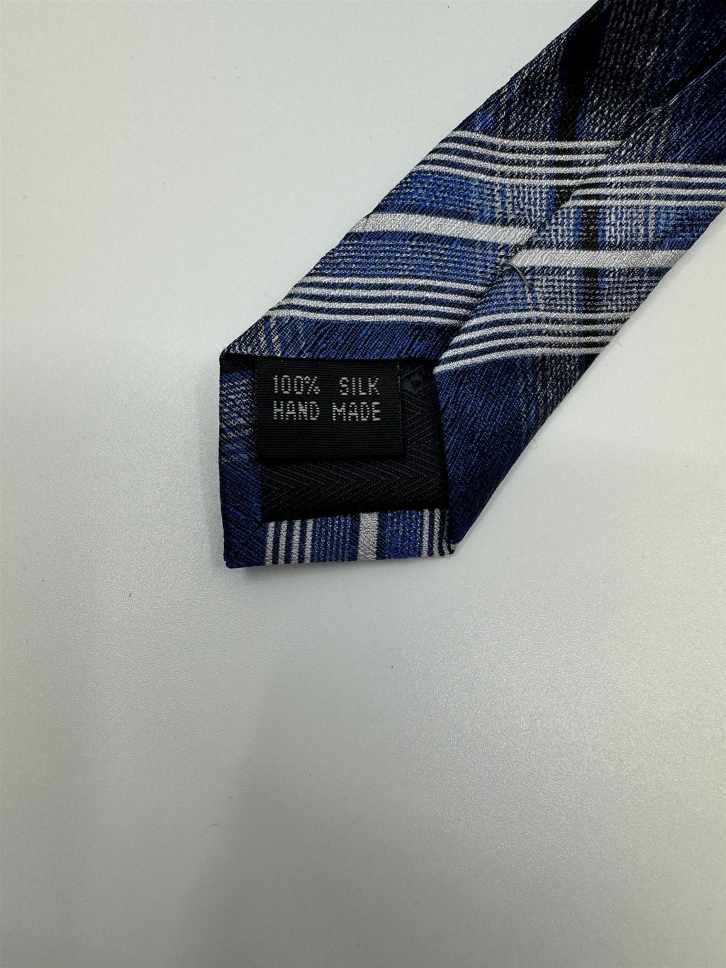 Bruno Piatelli Roma Mens Neck Tie Blue Plaid Stripe Pattern Slim Tie