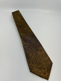 Dolce Bello Handmade Silk Mens Neck Tie Brown/Gold Paisley Pattern