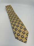 Black Brown 1826 Mens Yellow Flowers Floral Print Tie w Blue Accent NWT Silk