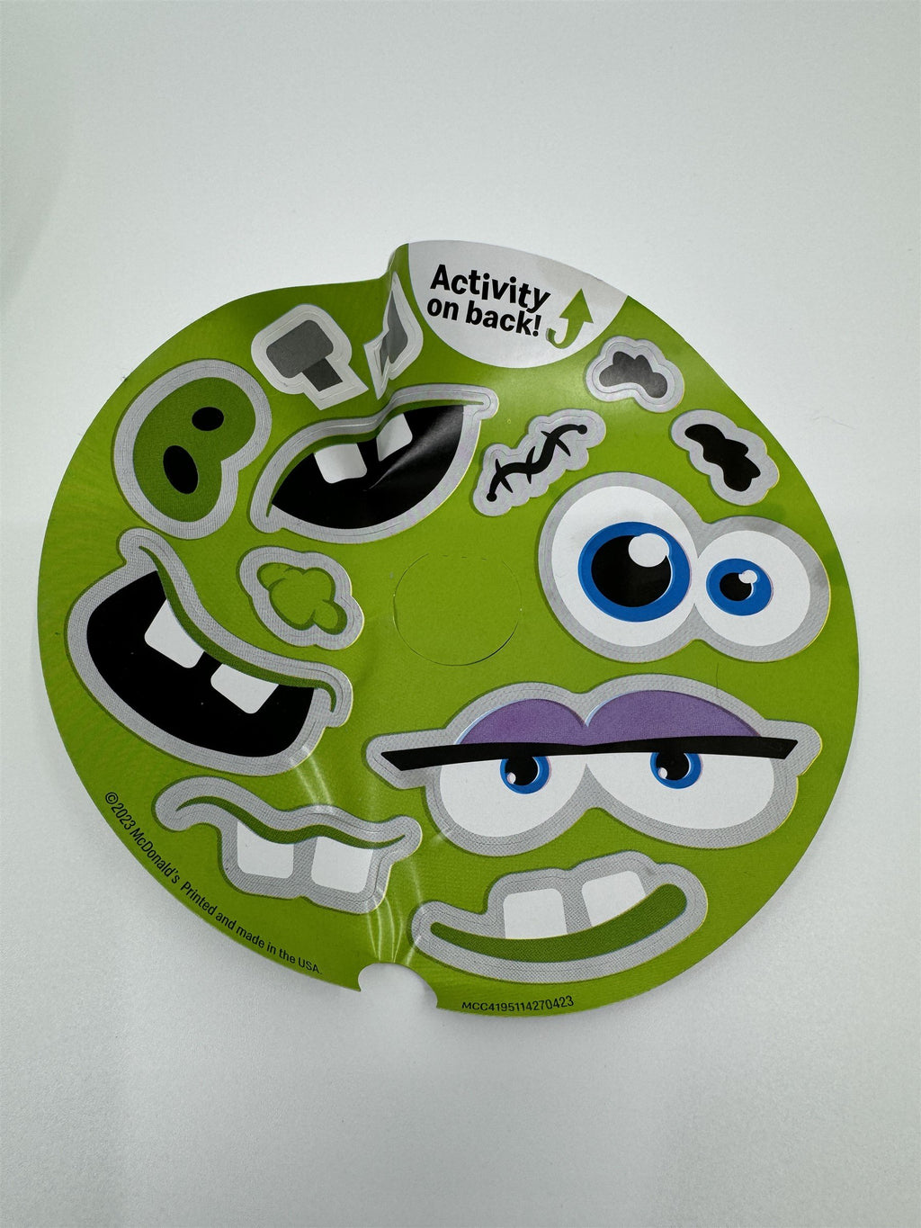 2023 McDonald's Monster Pail Green Happy Meal Toy With Stickers