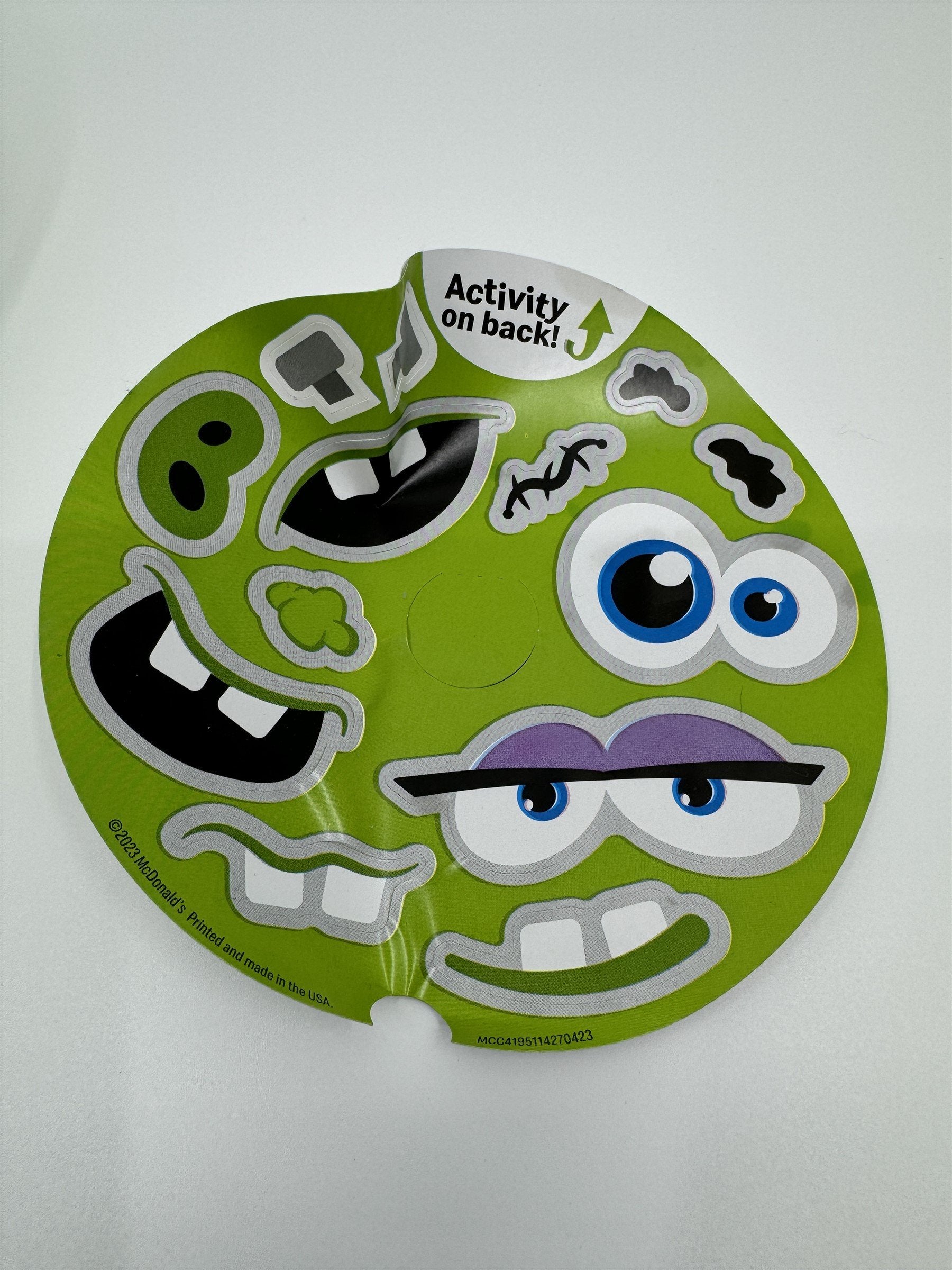 2023 McDonald's Monster Pail Green Happy Meal Toy With Stickers