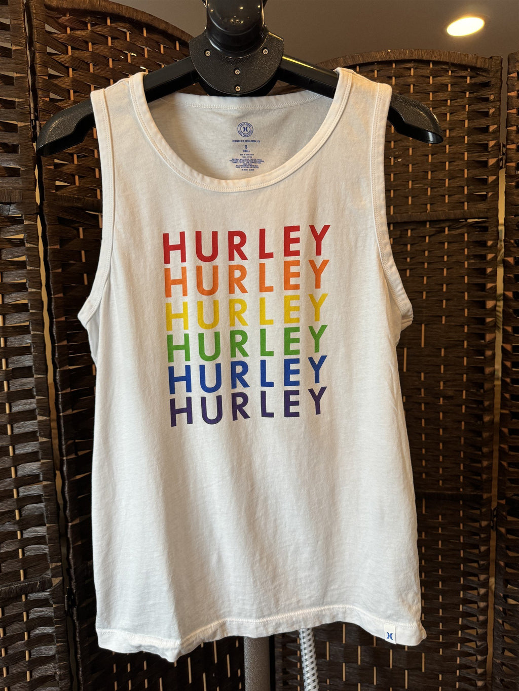 Hurley Mens Pride Tank Top Size Small Rainbow HURLEY Repeat Graphic