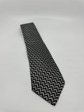 Alfani Mens Neck Tie Black With Silver/Gold Arrows Pattern 100% Silk Handmade