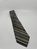 Campia Moda Mens 100% All Silk Neck Tie Made in USA Striped Brown/Beige/Gray
