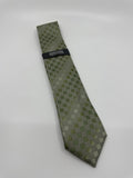 Kenneth Cole Reaction Mens Neck Tie Green and Gray Squares 100% Silk Tie