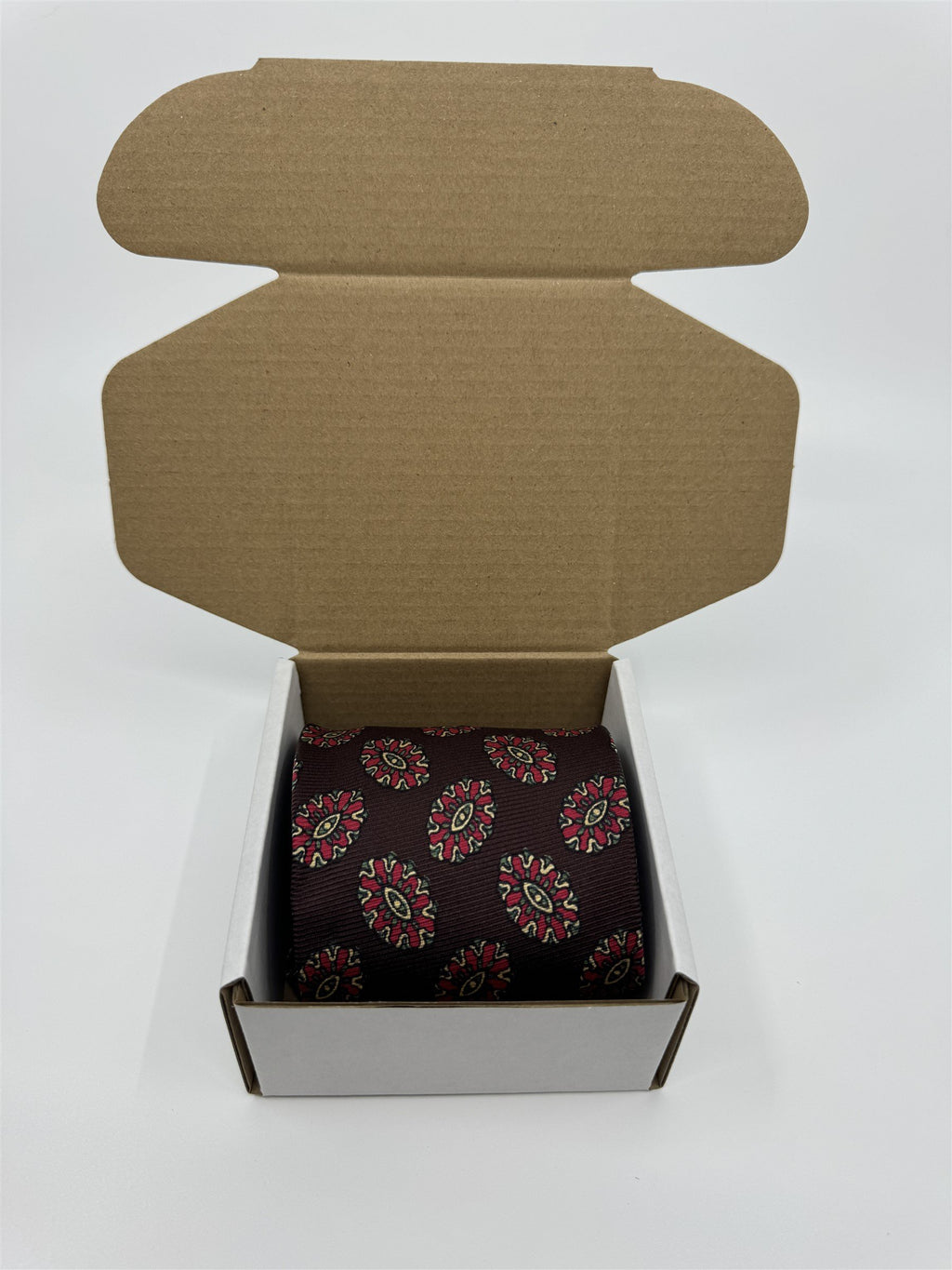 Polo Ralph Lauren Red Silk Necktie Mens Eye Medallion Print Made in USA