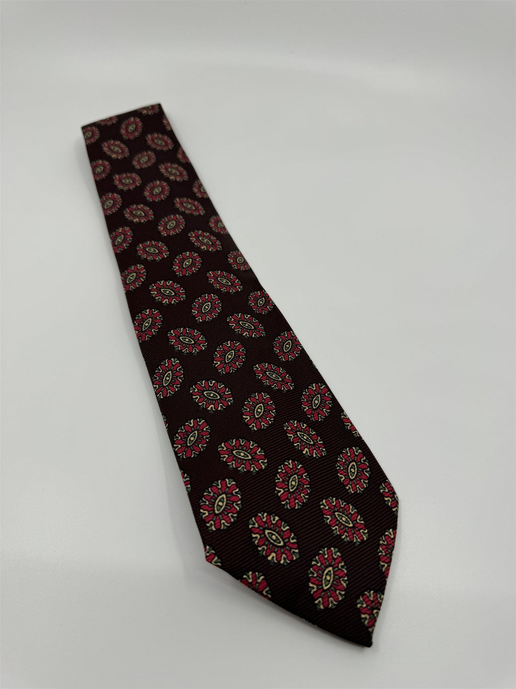 Polo Ralph Lauren Red Silk Necktie Mens Eye Medallion Print Made in USA