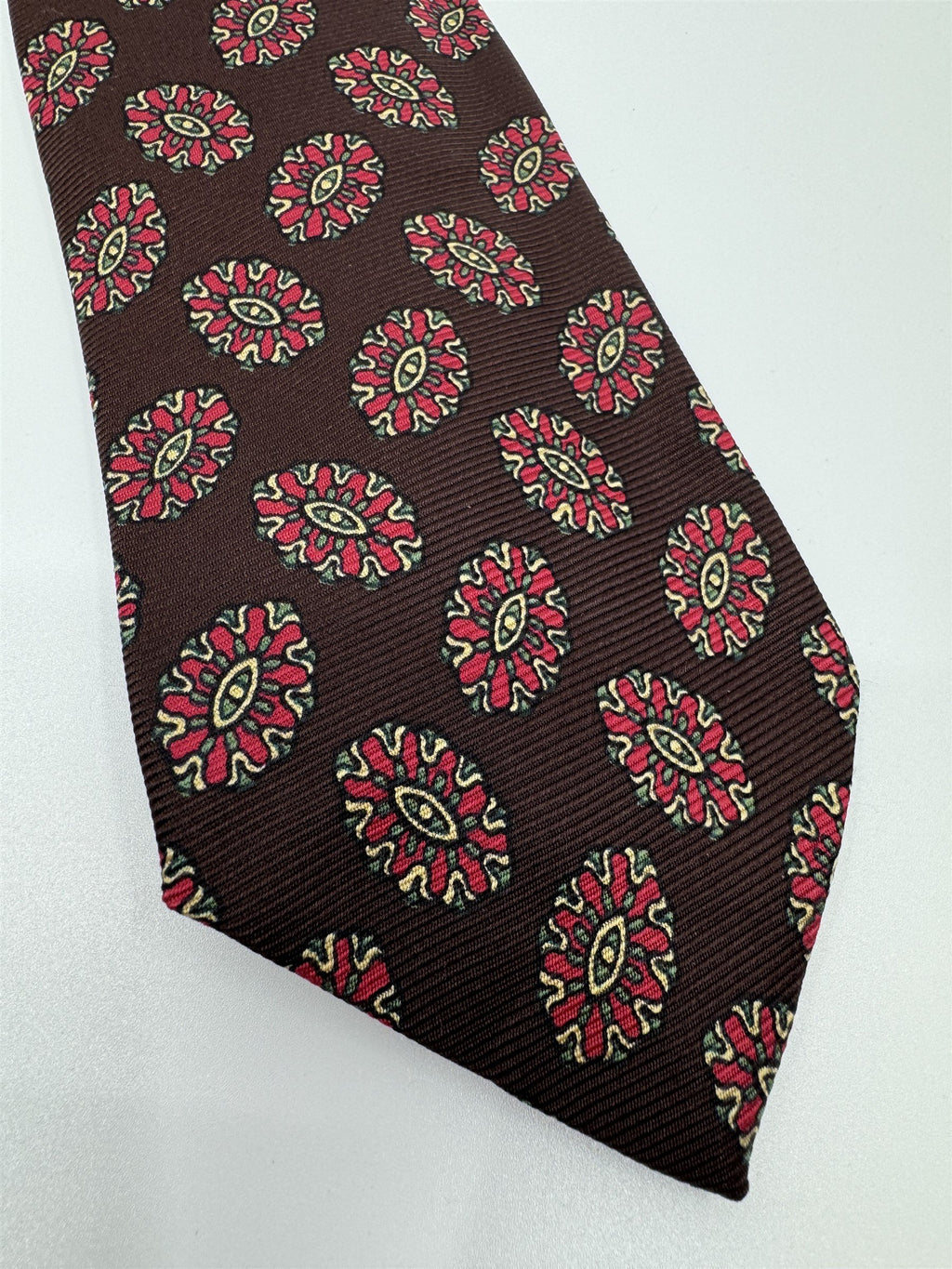 Polo Ralph Lauren Red Silk Necktie Mens Eye Medallion Print Made in USA