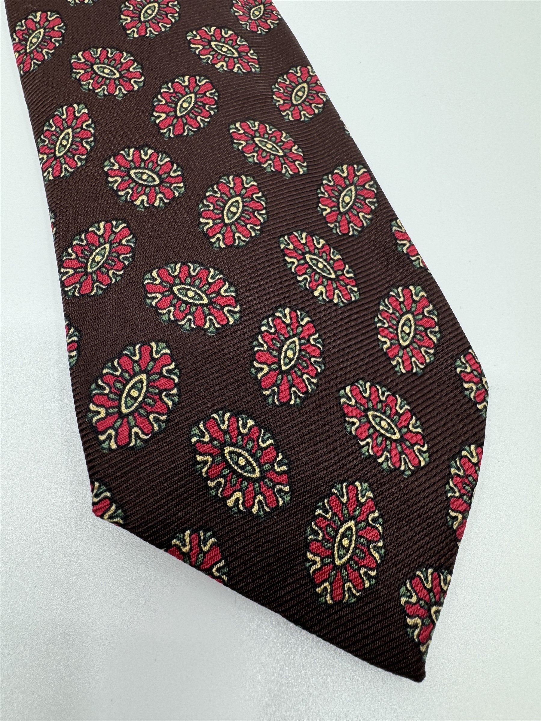 Polo Ralph Lauren Red Silk Necktie Mens Eye Medallion Print Made in USA