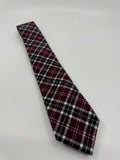 Nautica Mens Neck Tie 100% Cotton Plaid Pattern Red/Gray/White Made in China