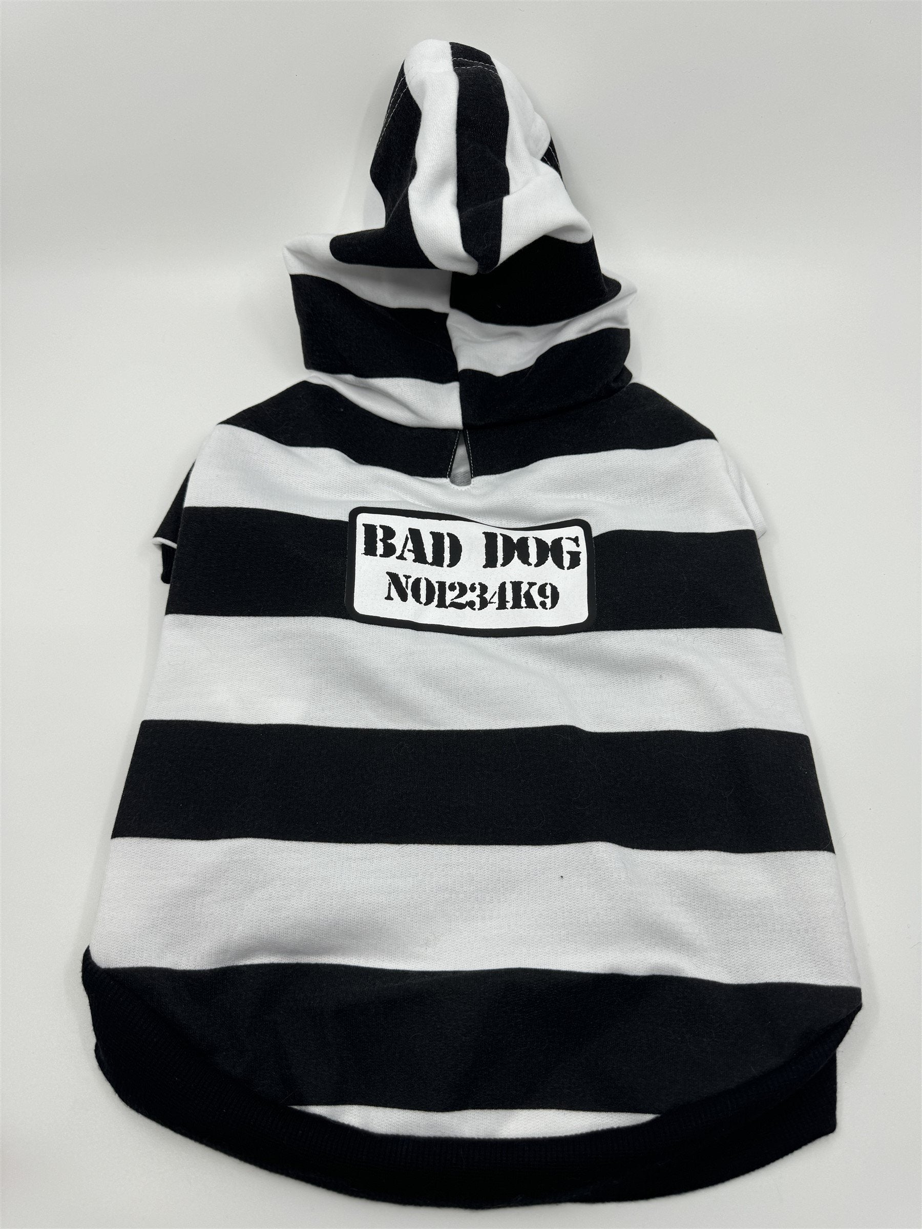 Prisoner Jailbird "Bad Dog" Dog Sweater Outfit by Woof Striped Costume MEDIUM
