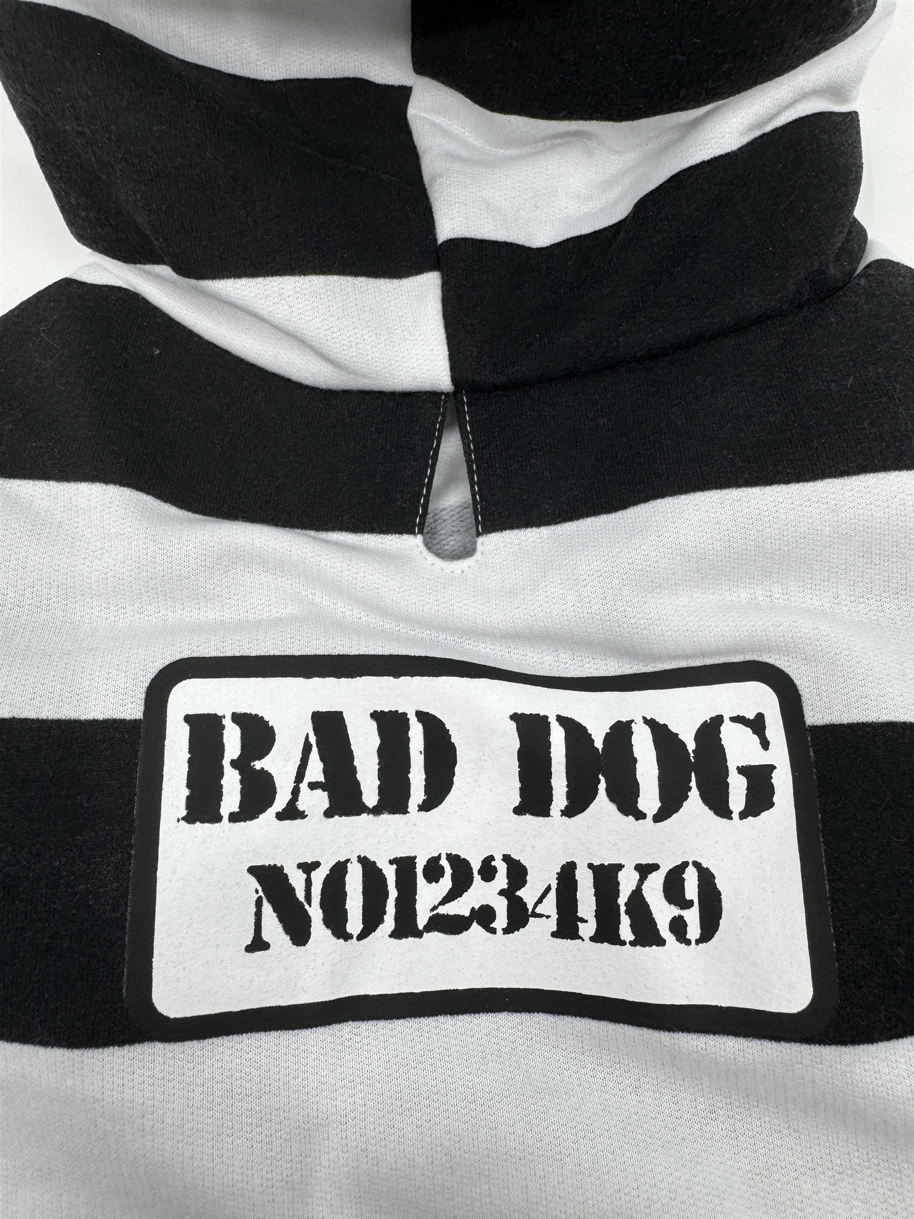 Prisoner Jailbird "Bad Dog" Dog Sweater Outfit by Woof Striped Costume MEDIUM