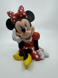 Vintage Disney Minnie Mouse PVC Plastic Rubber Piggy Bank 7” /w Stopper