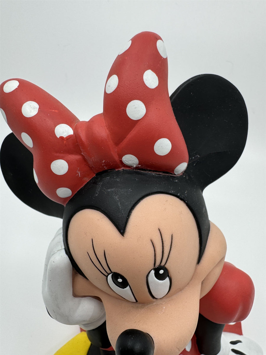 Vintage Disney Minnie Mouse PVC Plastic Rubber Piggy Bank 7” /w Stopper