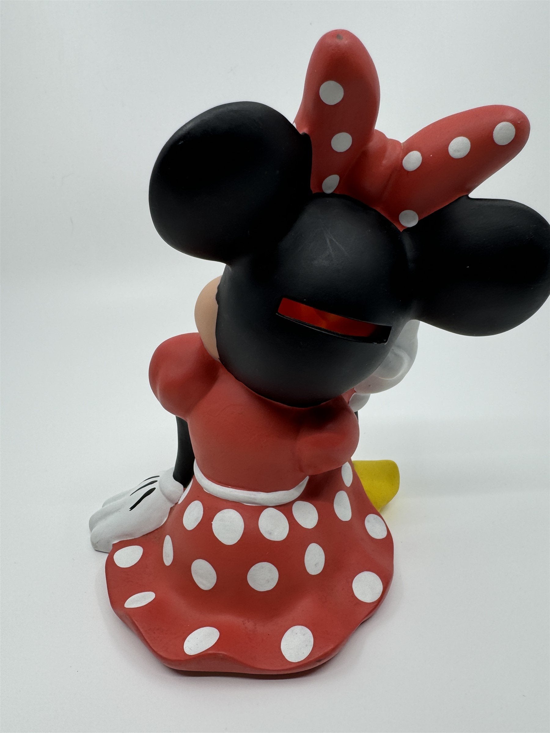 Vintage Disney Minnie Mouse PVC Plastic Rubber Piggy Bank 7” /w Stopper