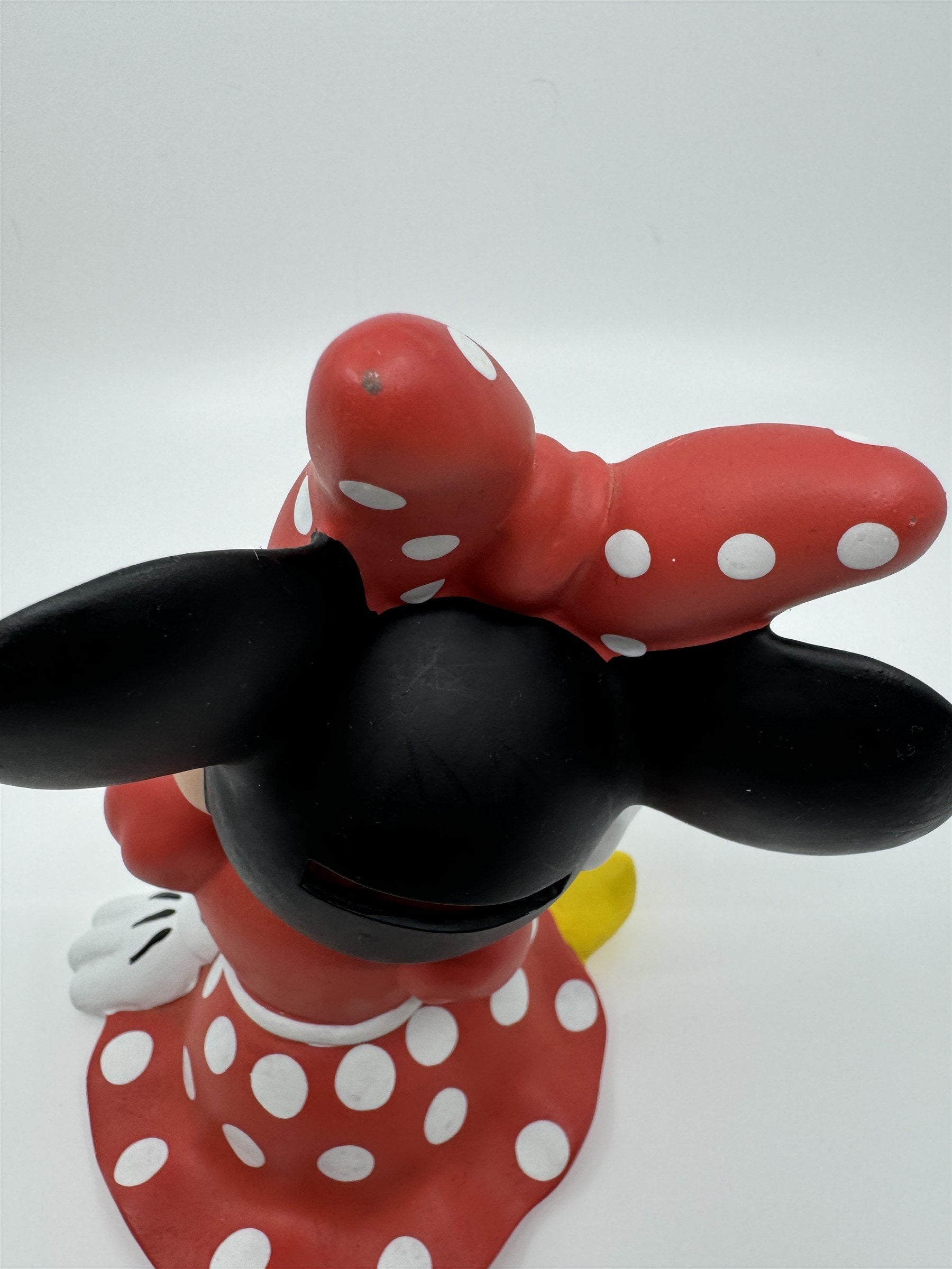 Vintage Disney Minnie Mouse PVC Plastic Rubber Piggy Bank 7” /w Stopper