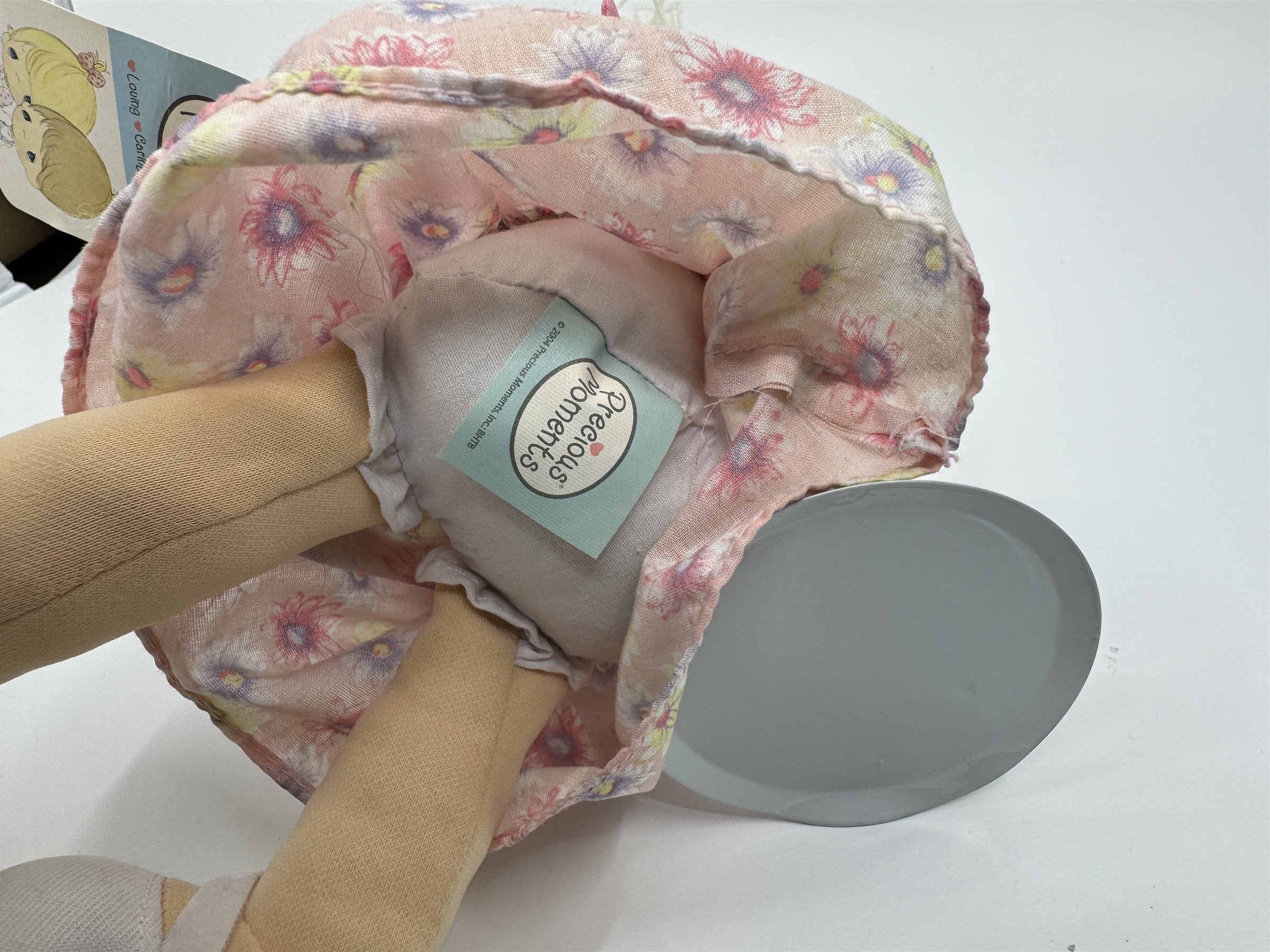 2004 Precious Moments Easter Doll Girl with Stand *Small Stain* Girl /w Bunny