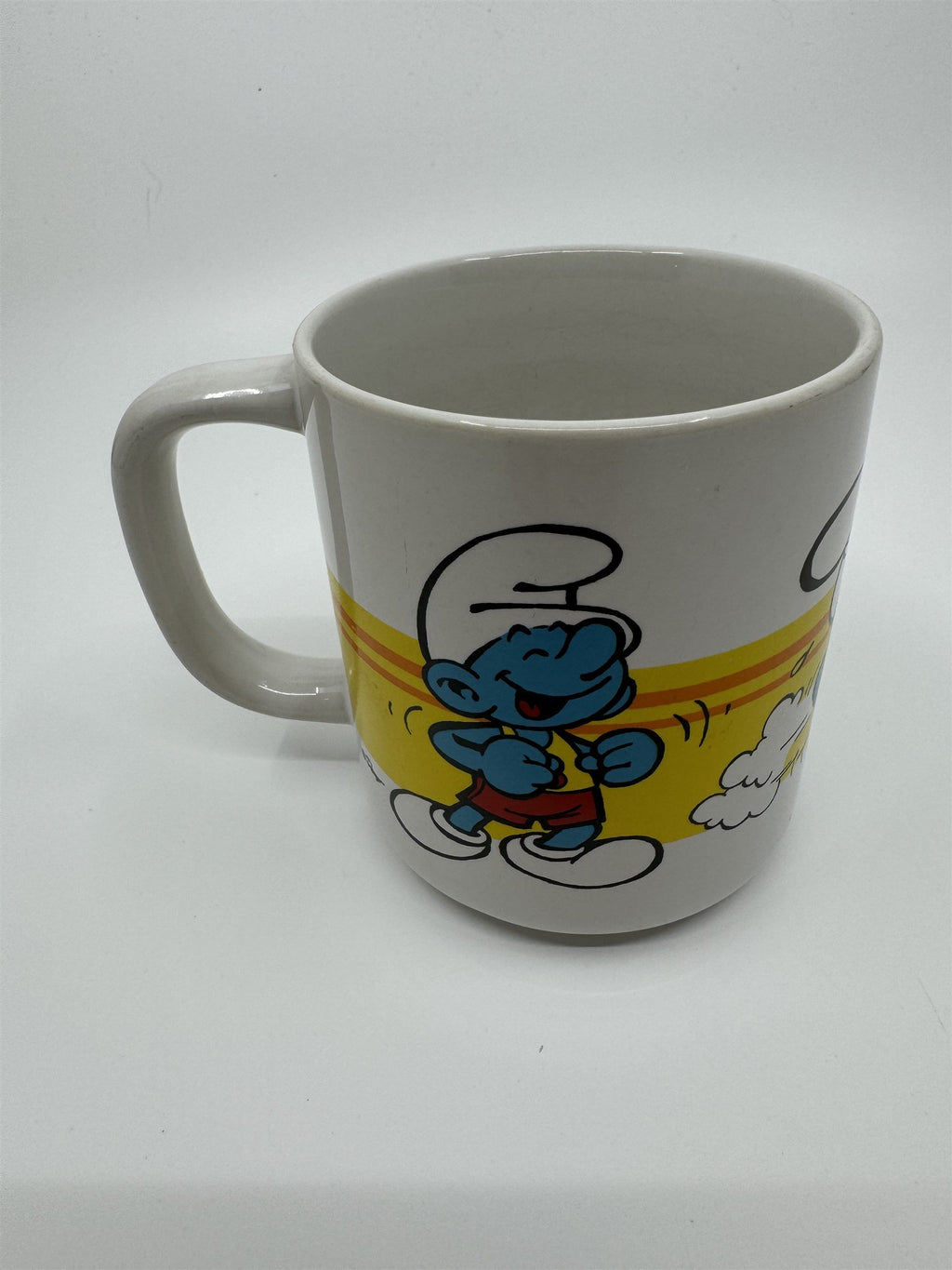 Wallace Berrie Smurf Mug #15 Exercise "Ready, Go Rest" Korea #7509 Coffee Cup