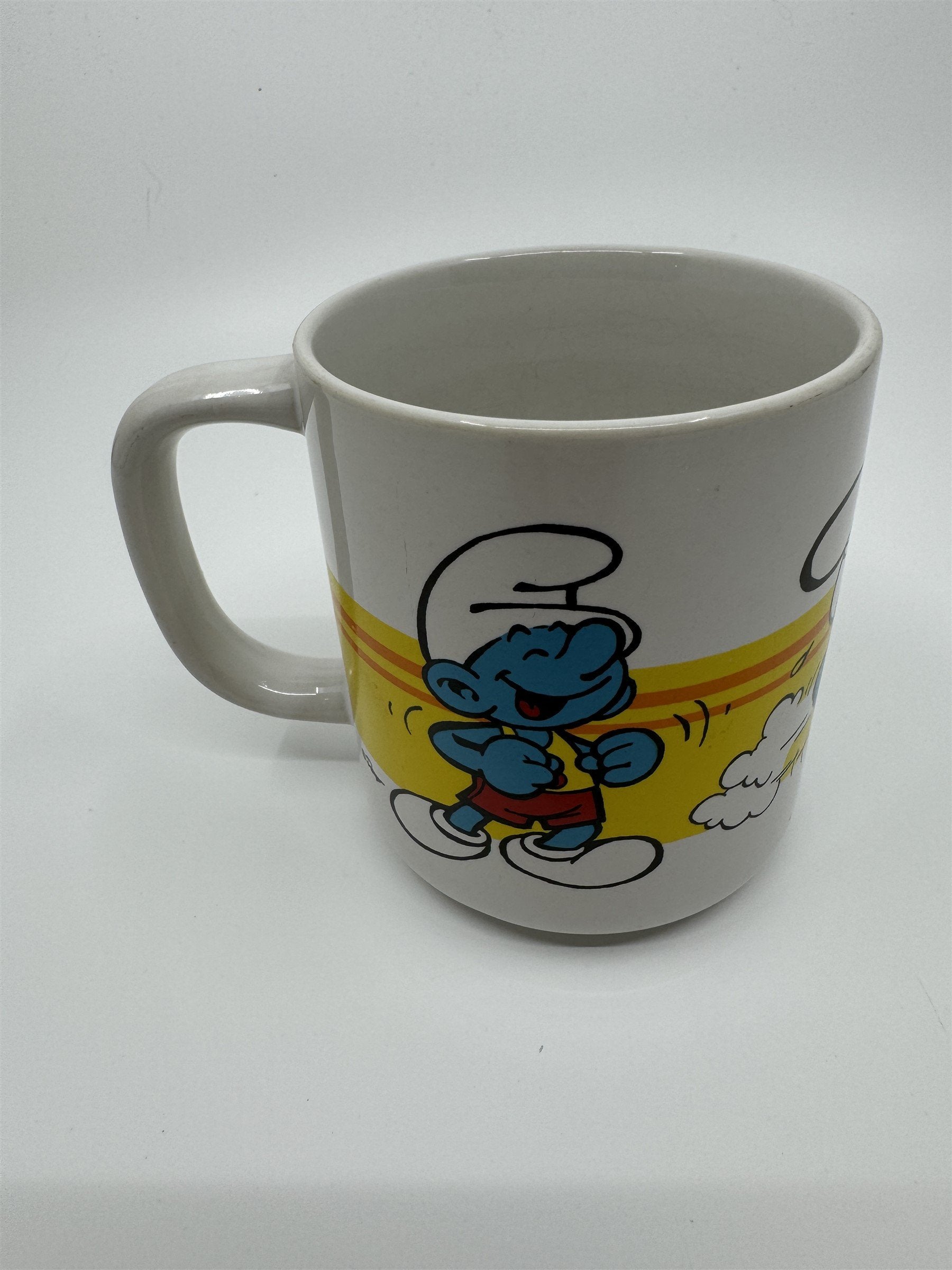 Wallace Berrie Smurf Mug #15 Exercise "Ready, Go Rest" Korea #7509 Coffee Cup