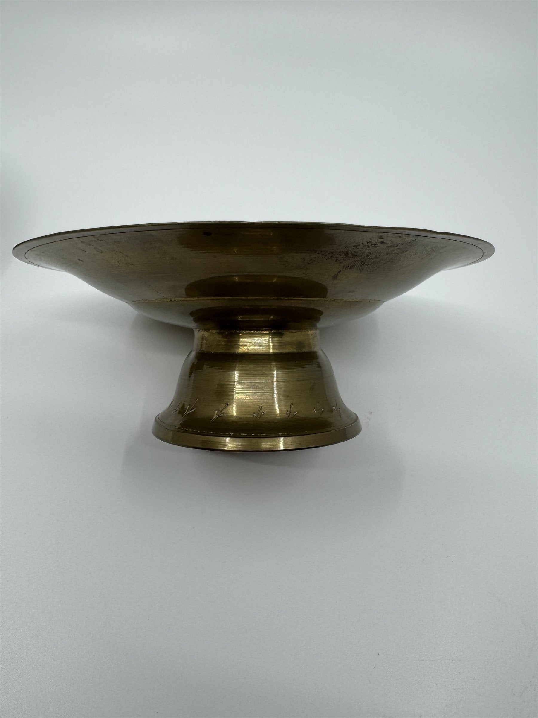 Set of Vintage Brass Lifted Tray & Drinking Chalice Made in India Floral Etched