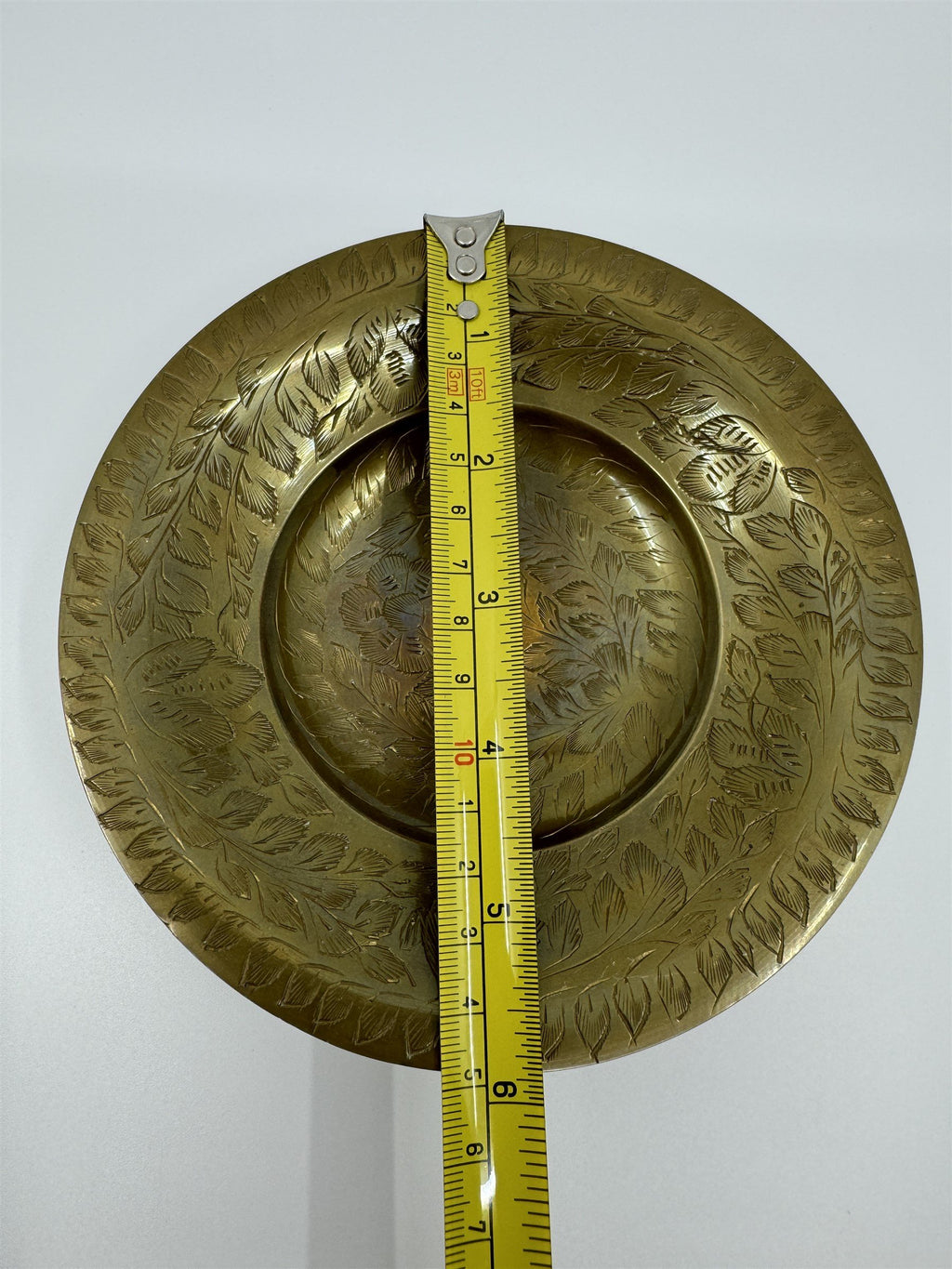 Set of Vintage Brass Lifted Tray & Drinking Chalice Made in India Floral Etched