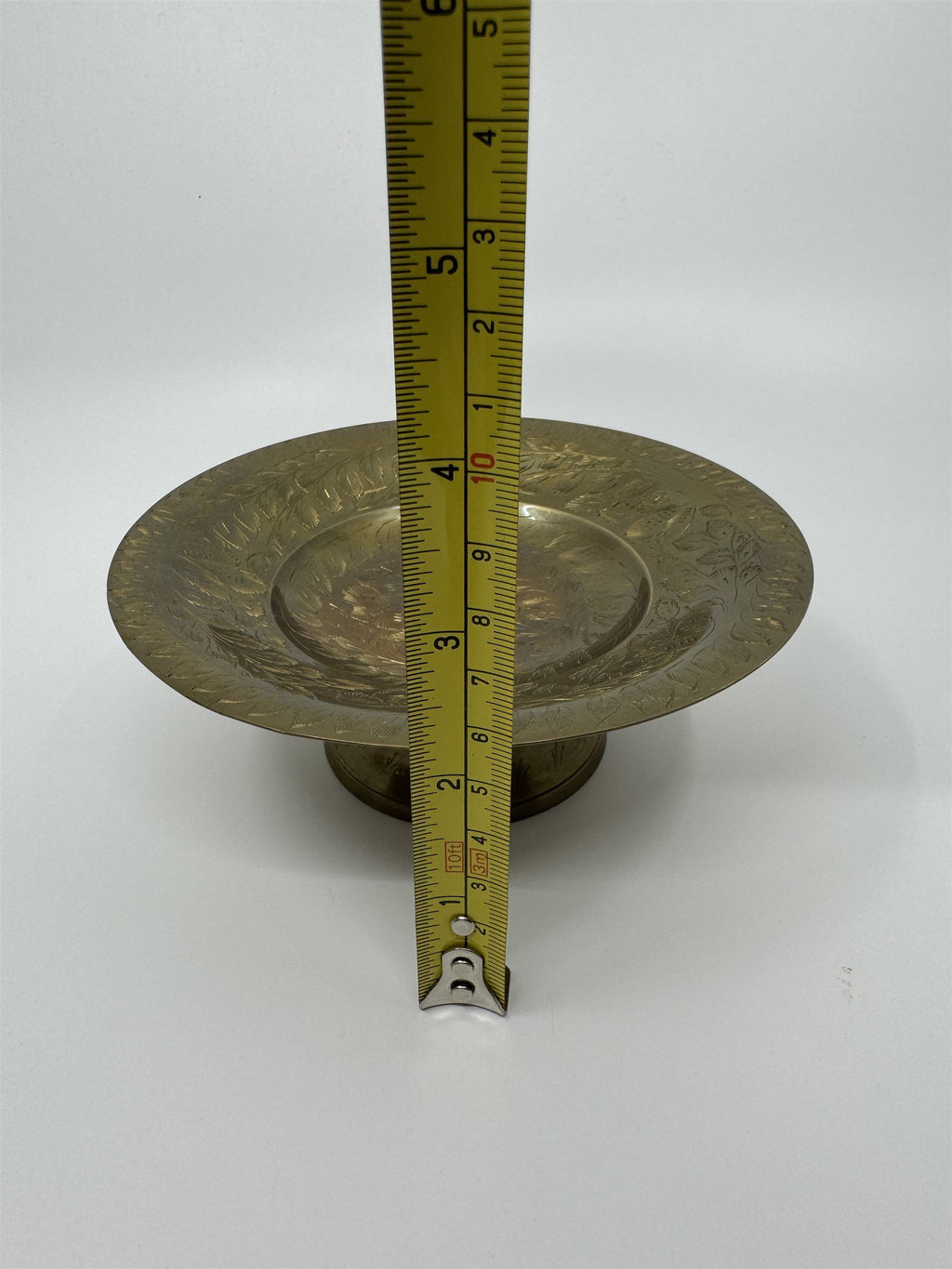 Set of Vintage Brass Lifted Tray & Drinking Chalice Made in India Floral Etched