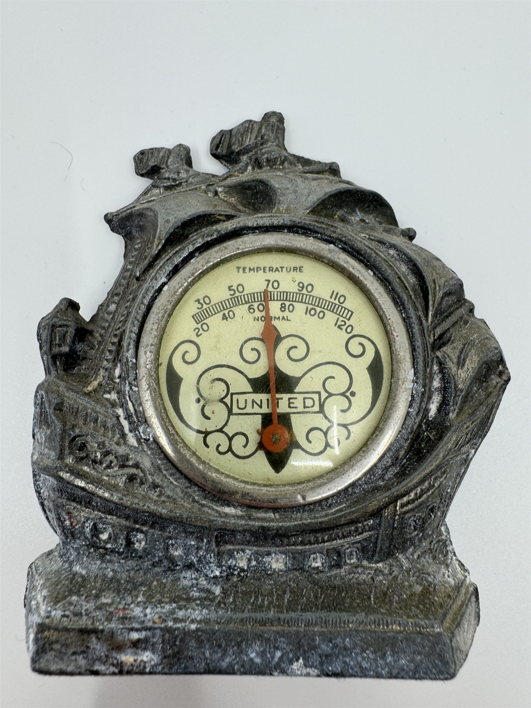 Vintage Metal Ship Boat Thermometer Nautical Marine United Sea Collectible Decor