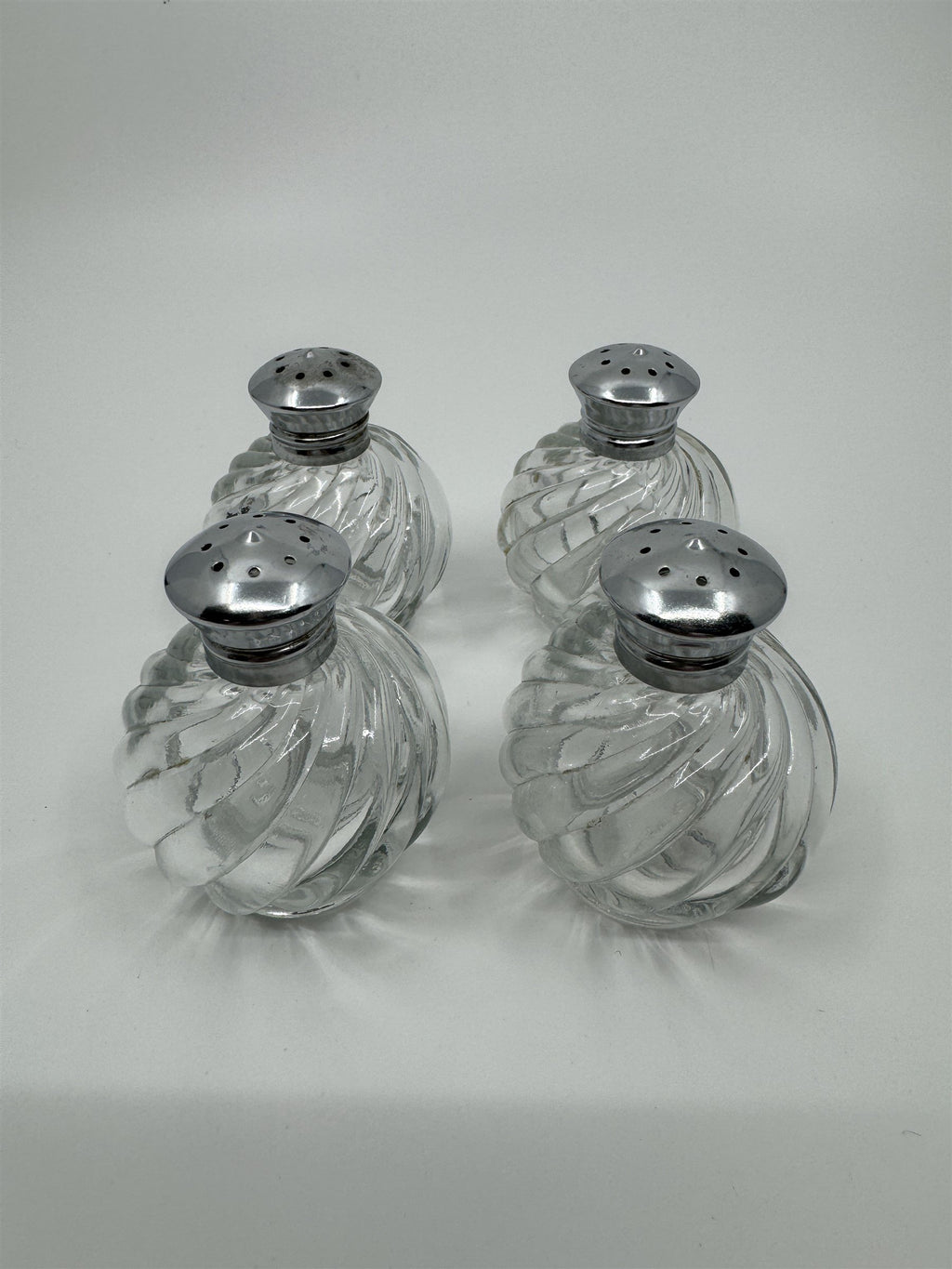 IRICE Sparkling Crystal with Chrome Plated Tops Salt & Pepper Shakers Set of 4