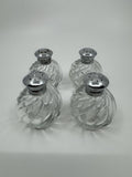 IRICE Sparkling Crystal with Chrome Plated Tops Salt & Pepper Shakers Set of 4