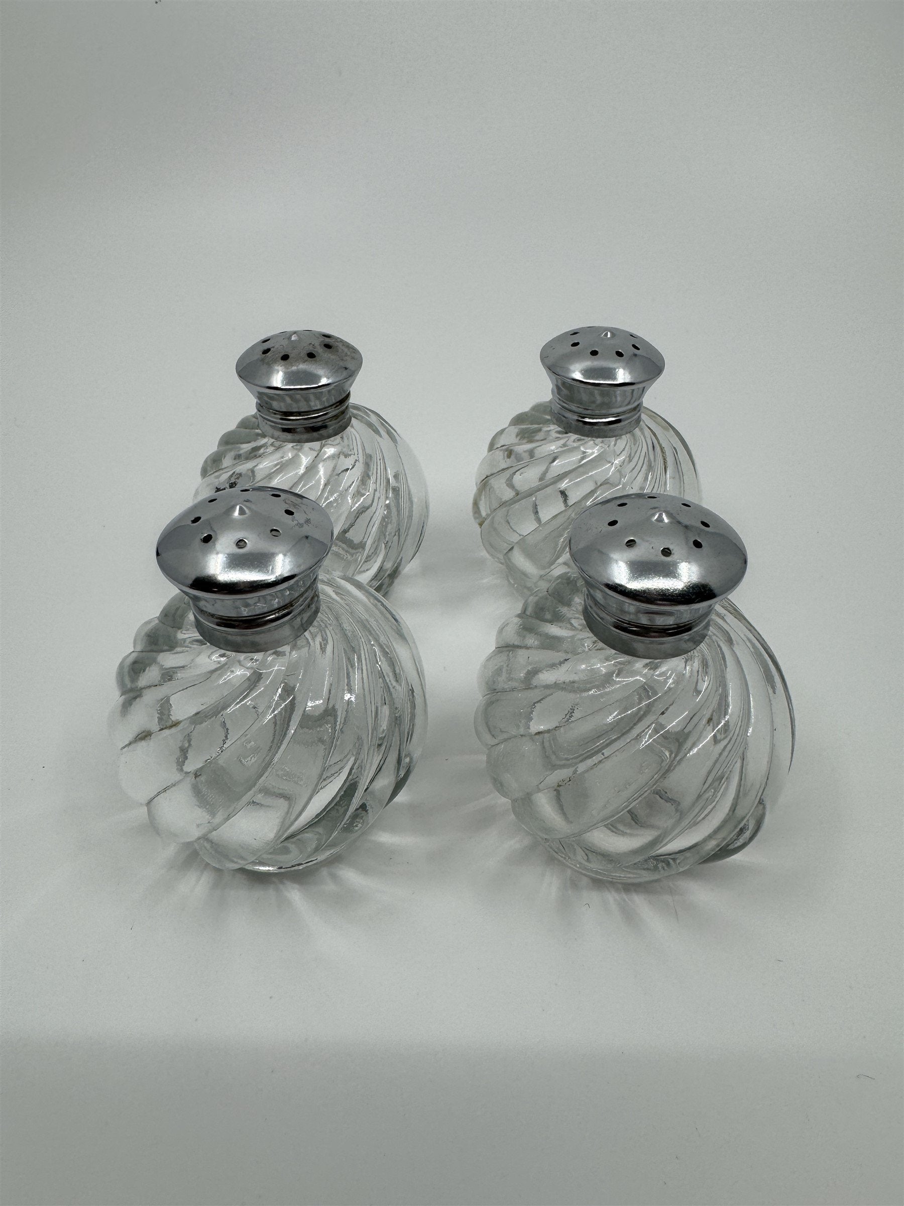 IRICE Sparkling Crystal with Chrome Plated Tops Salt & Pepper Shakers Set of 4