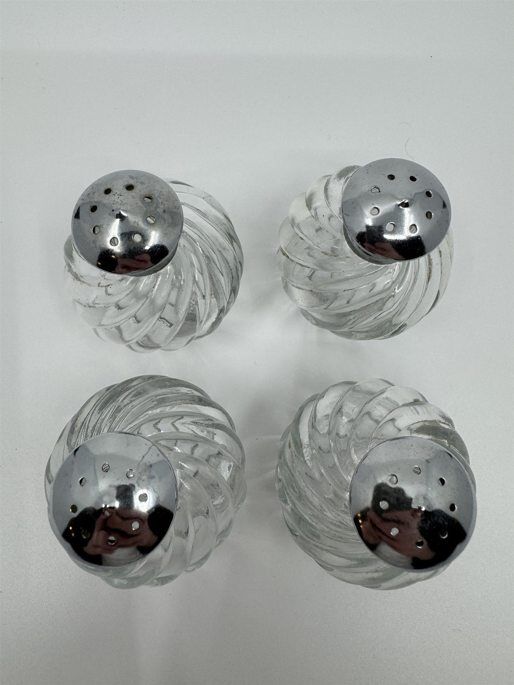 IRICE Sparkling Crystal with Chrome Plated Tops Salt & Pepper Shakers Set of 4