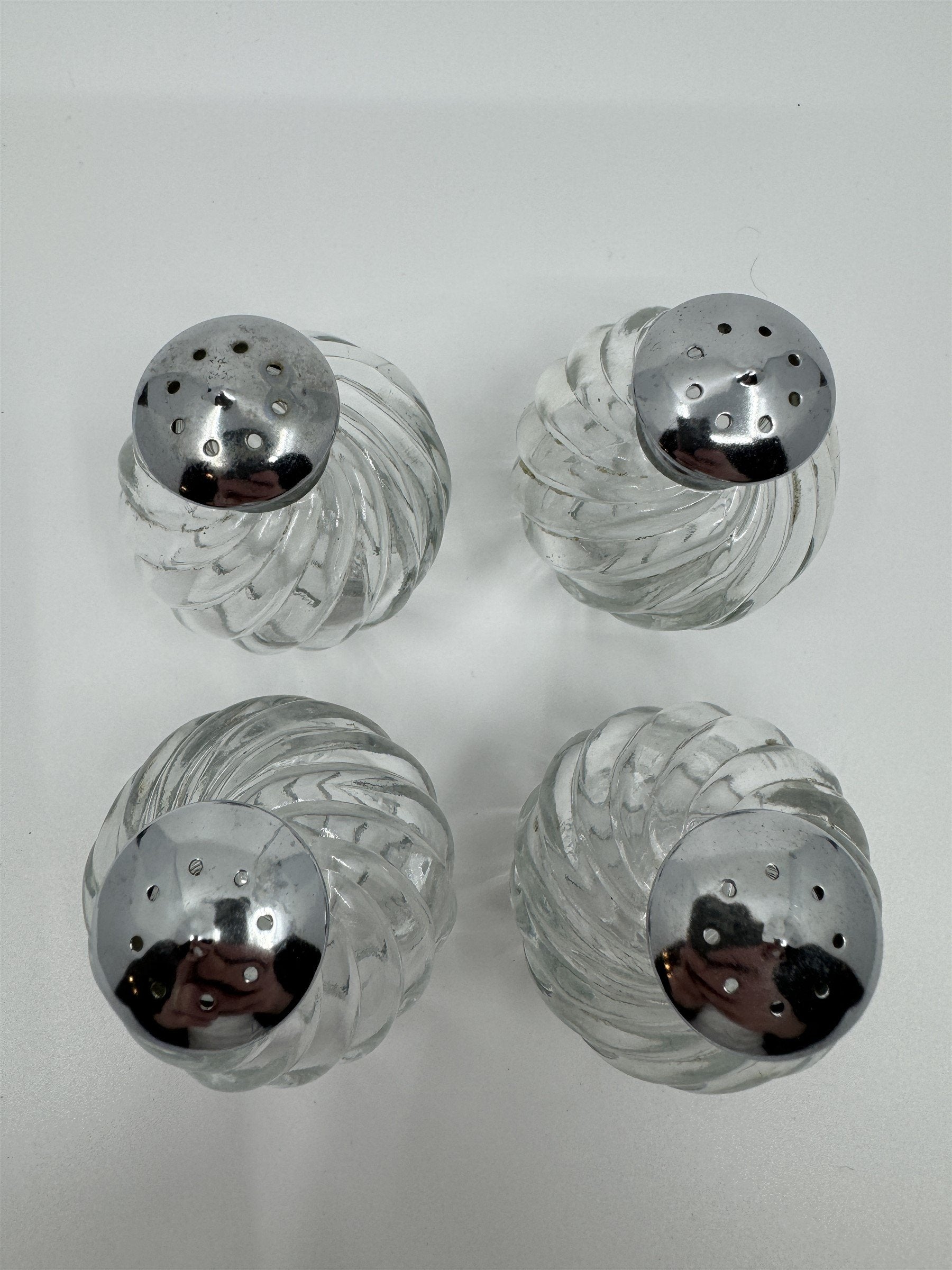 IRICE Sparkling Crystal with Chrome Plated Tops Salt & Pepper Shakers Set of 4