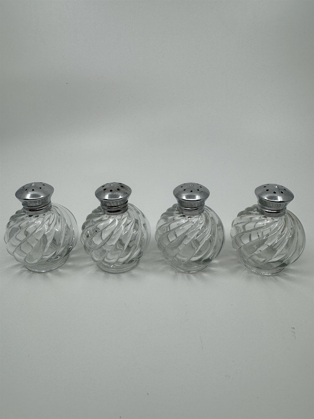 IRICE Sparkling Crystal with Chrome Plated Tops Salt & Pepper Shakers Set of 4