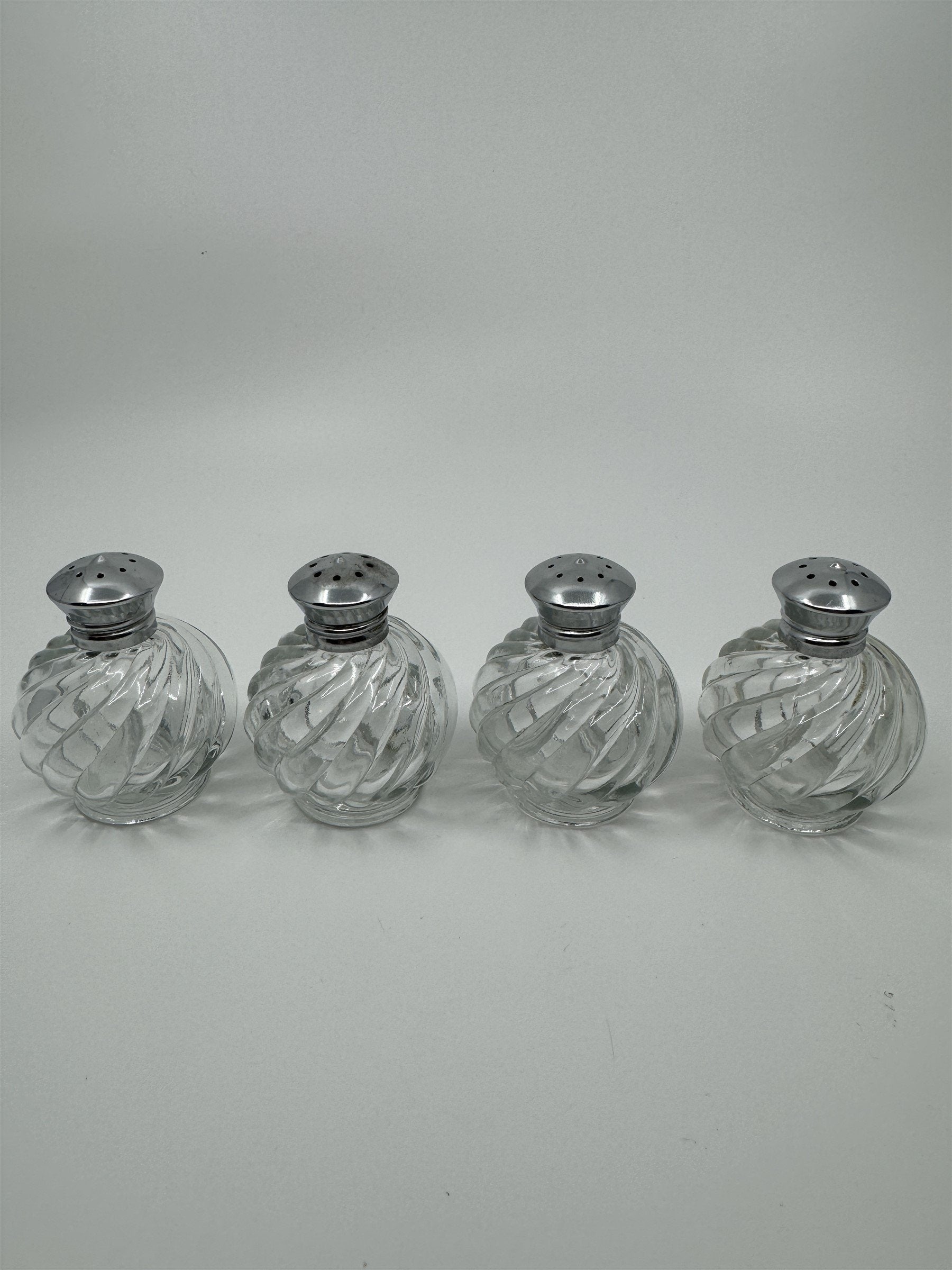 IRICE Sparkling Crystal with Chrome Plated Tops Salt & Pepper Shakers Set of 4