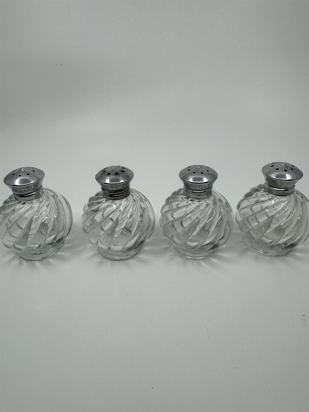 IRICE Sparkling Crystal with Chrome Plated Tops Salt & Pepper Shakers Set of 4