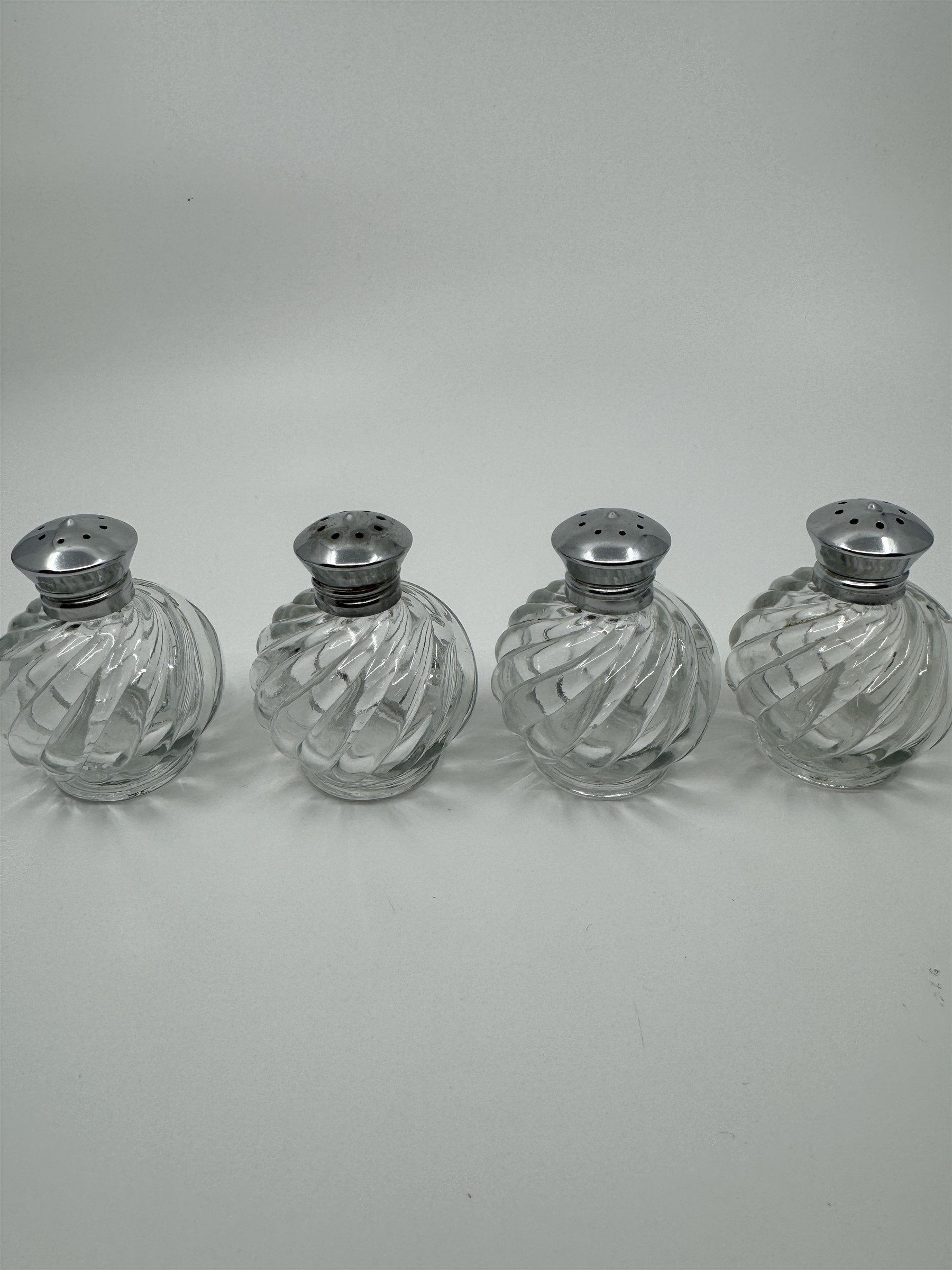 IRICE Sparkling Crystal with Chrome Plated Tops Salt & Pepper Shakers Set of 4