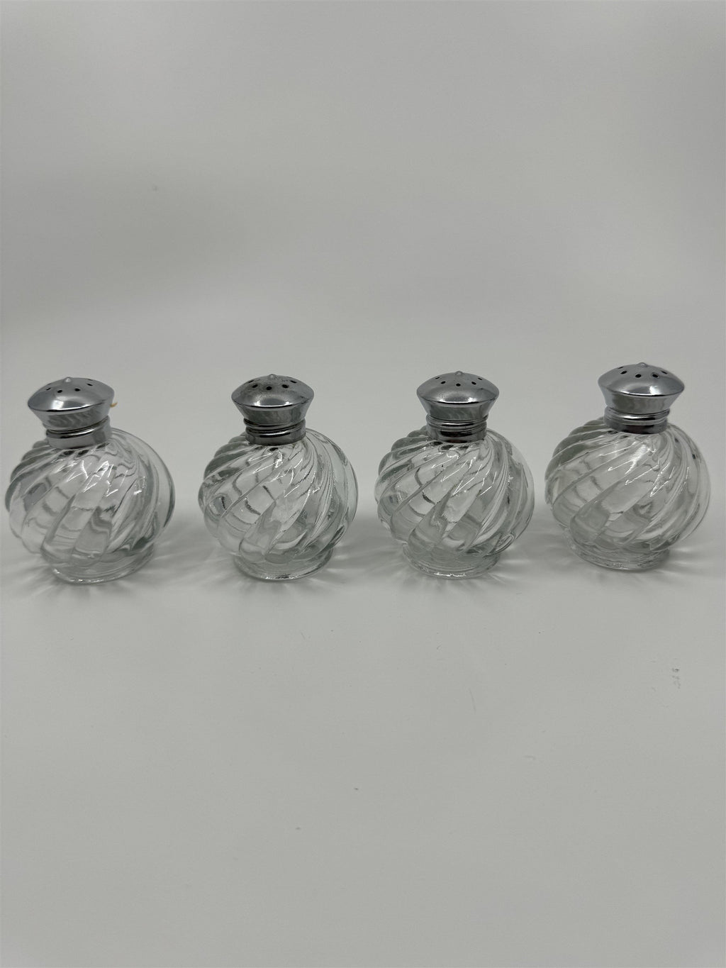 IRICE Sparkling Crystal with Chrome Plated Tops Salt & Pepper Shakers Set of 4