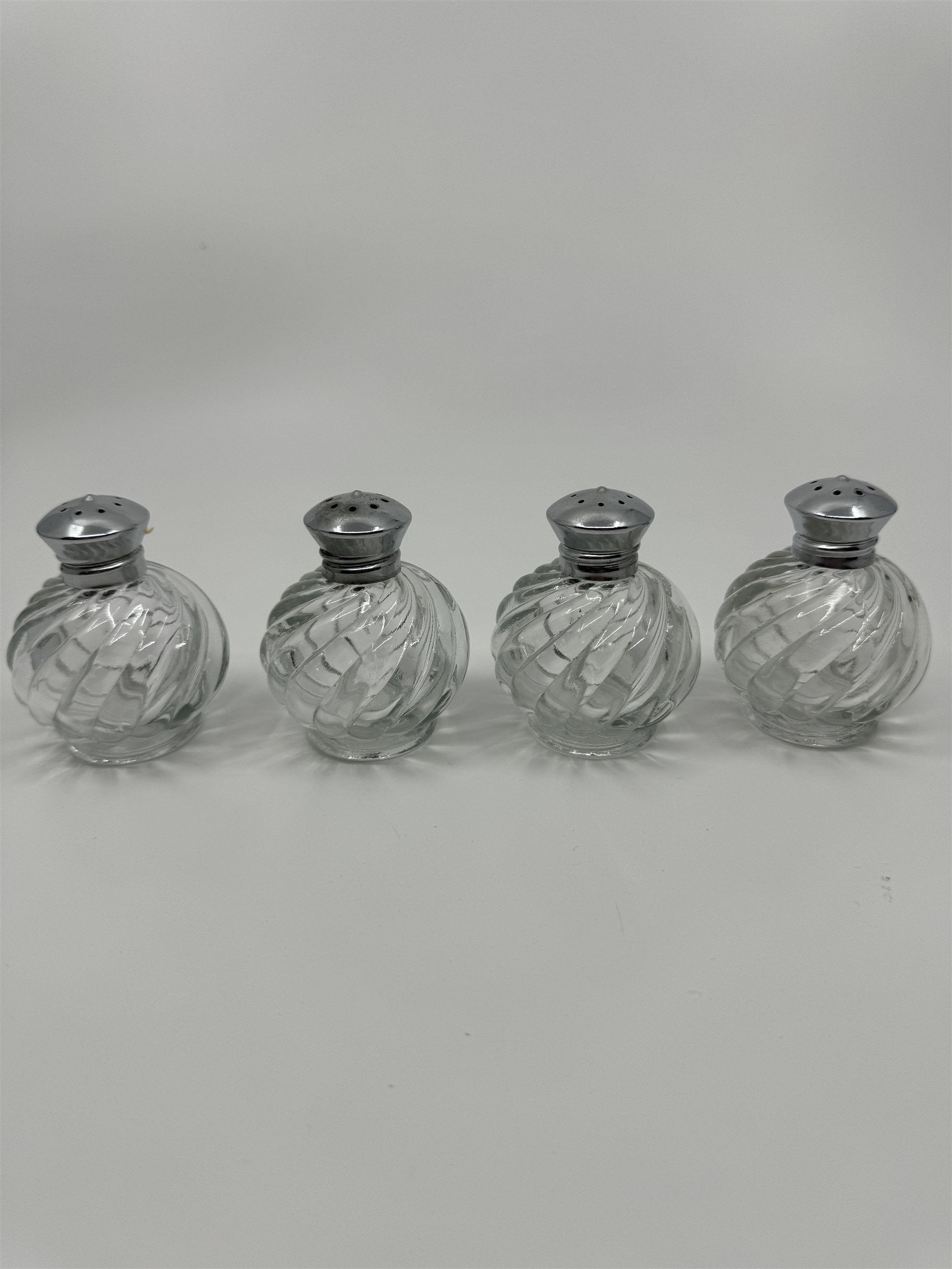 IRICE Sparkling Crystal with Chrome Plated Tops Salt & Pepper Shakers Set of 4