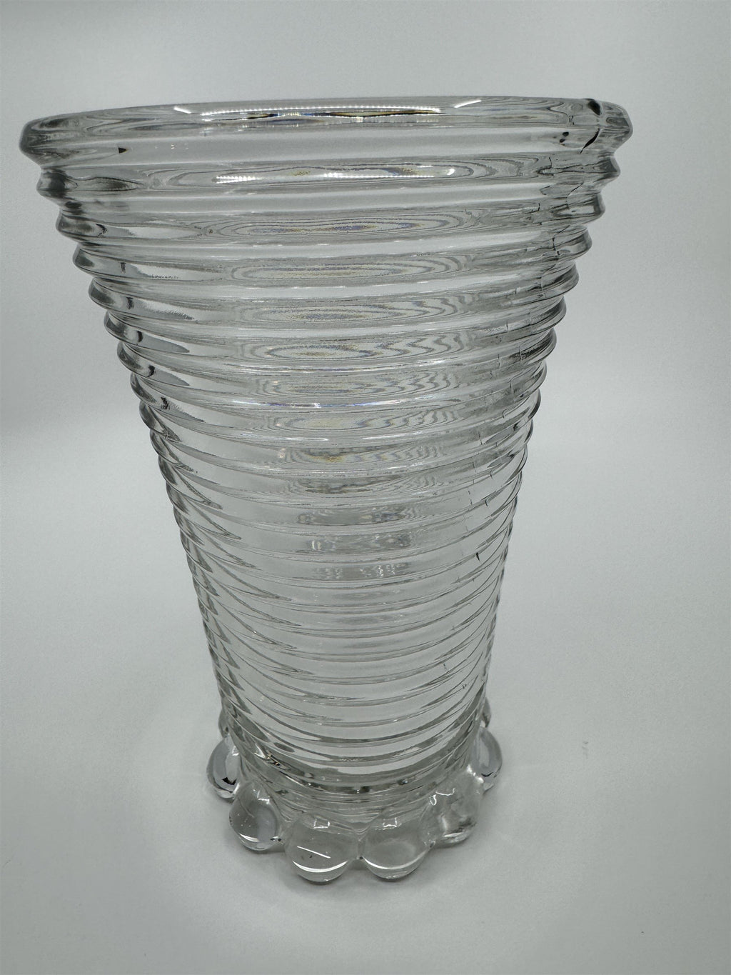 Manhattan Depression Glass Vase Anchor Hocking Bubble Footed Vase 8" Tall
