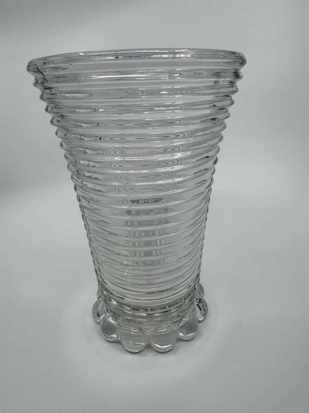 Manhattan Depression Glass Vase Anchor Hocking Bubble Footed Vase 8" Tall