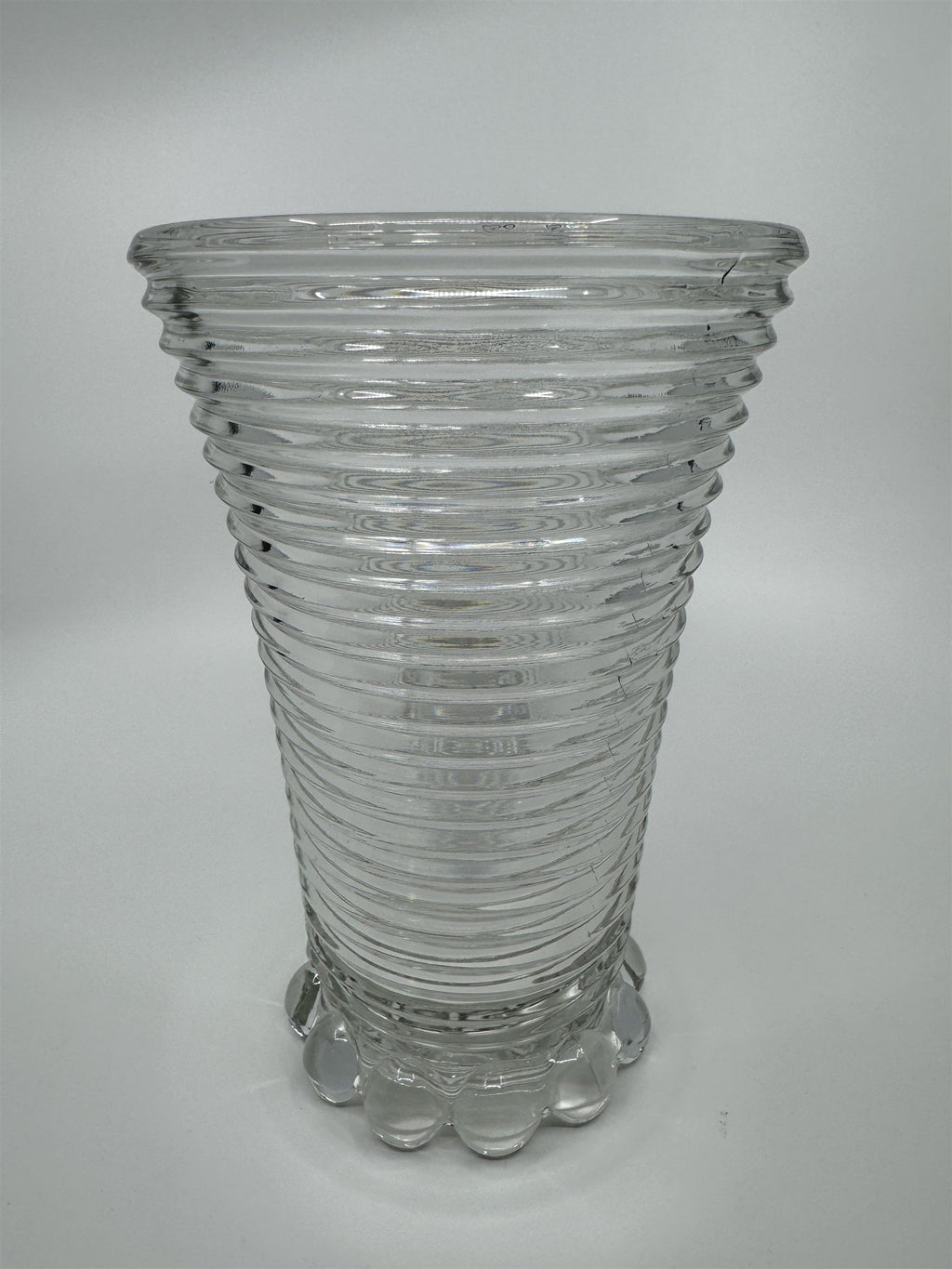 Manhattan Depression Glass Vase Anchor Hocking Bubble Footed Vase 8" Tall