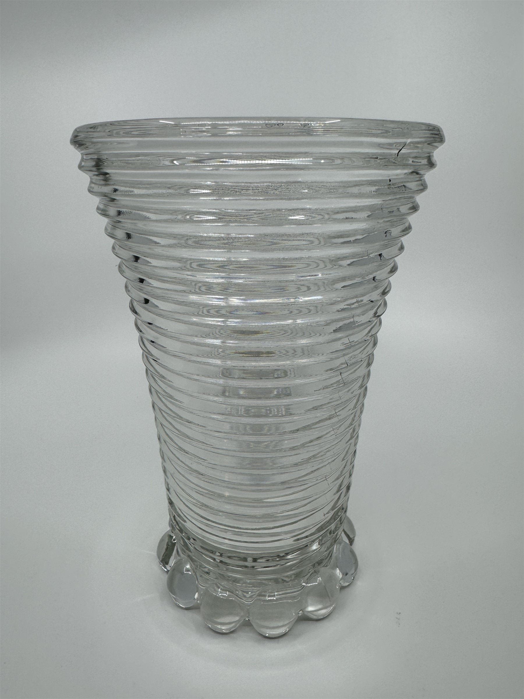 Manhattan Depression Glass Vase Anchor Hocking Bubble Footed Vase 8" Tall