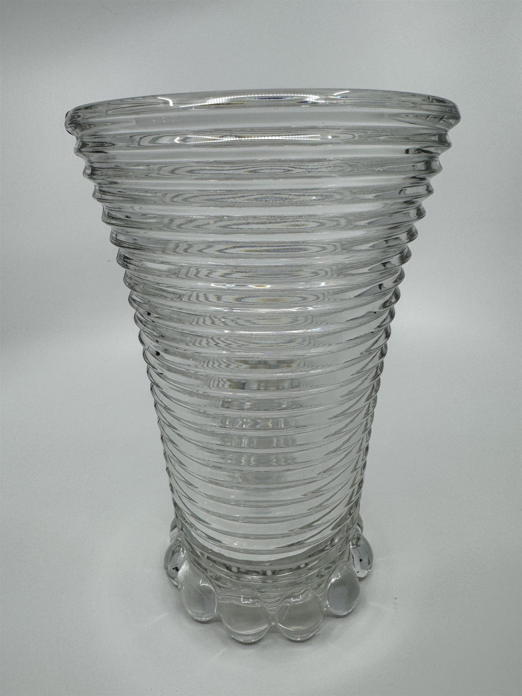 Manhattan Depression Glass Vase Anchor Hocking Bubble Footed Vase 8" Tall