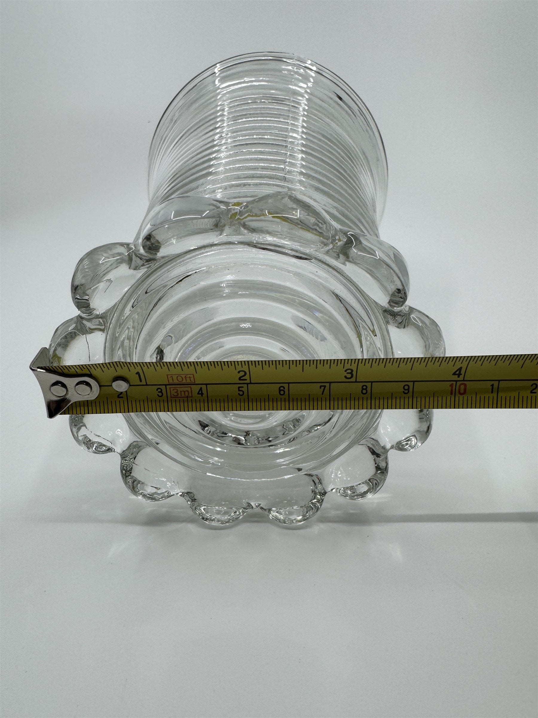 Manhattan Depression Glass Vase Anchor Hocking Bubble Footed Vase 8" Tall
