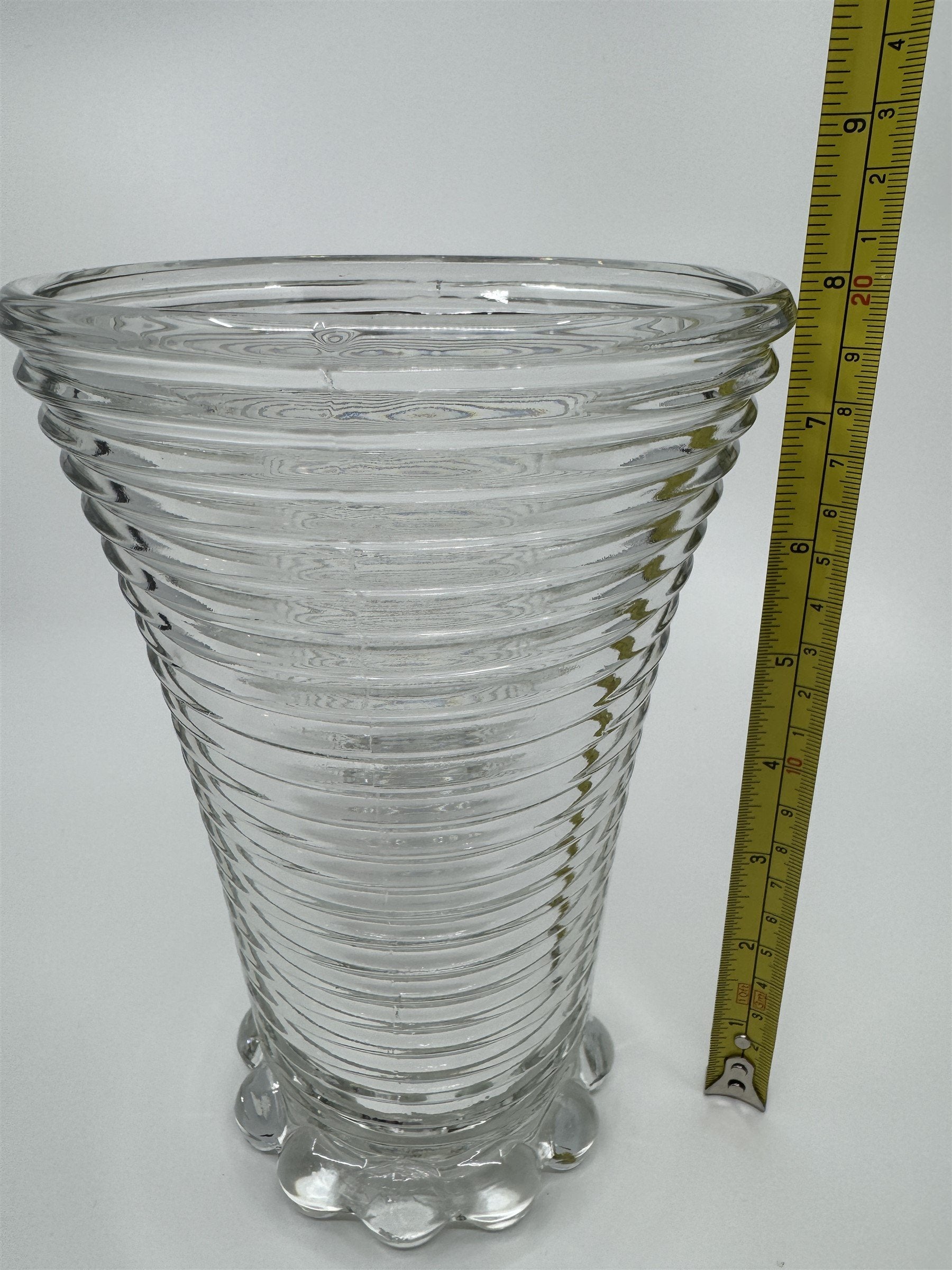 Manhattan Depression Glass Vase Anchor Hocking Bubble Footed Vase 8" Tall