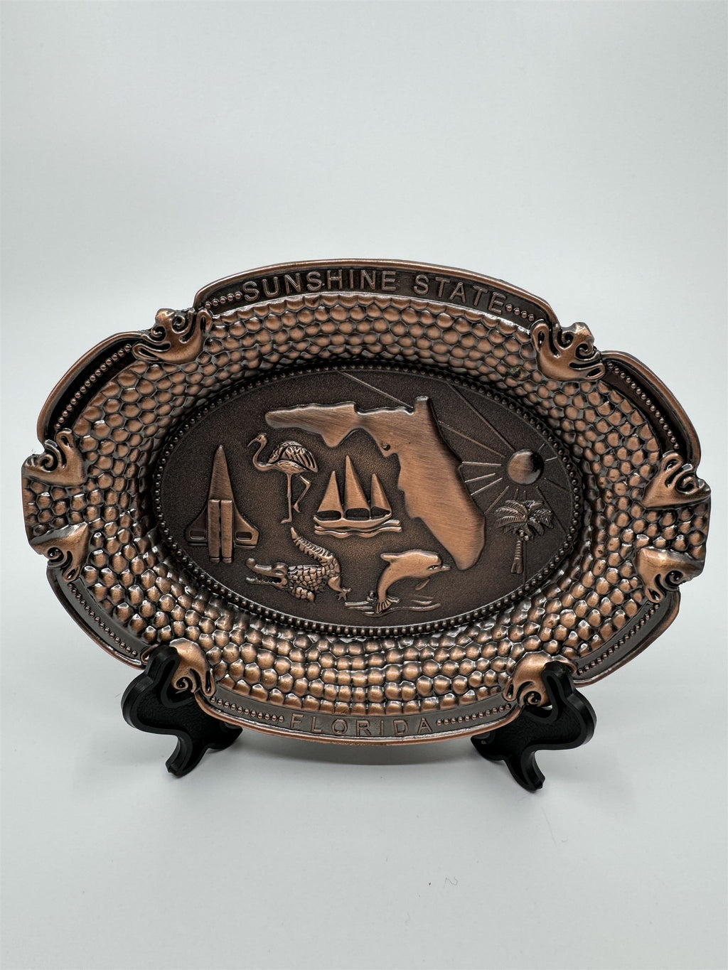 Florida Sunshine State Metal Plate with Display Stand Souvenir Travel Gift FL