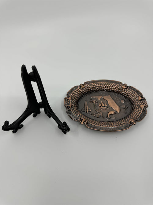 Florida Sunshine State Metal Plate with Display Stand Souvenir Travel Gift FL