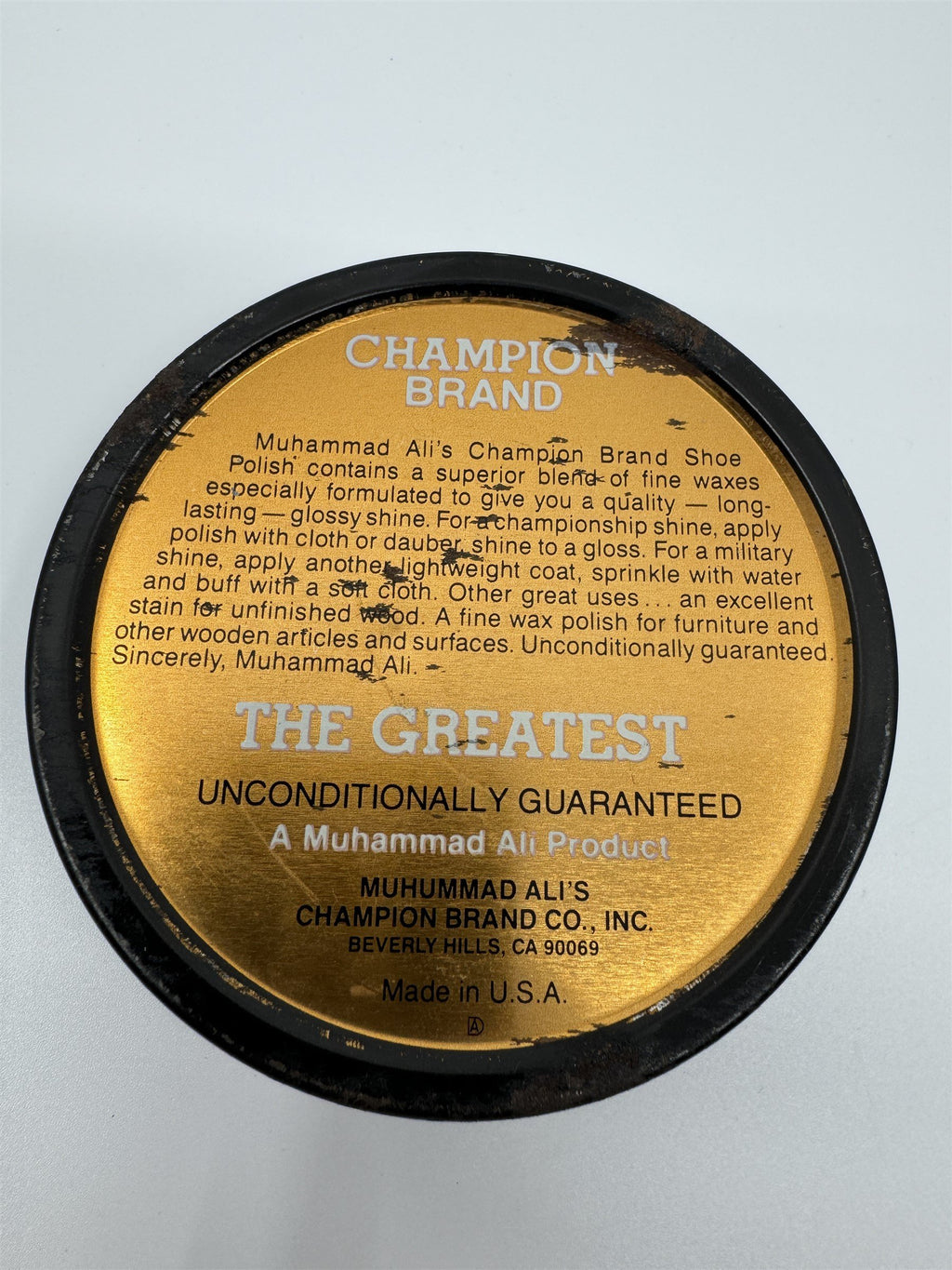 Champion Brand Muhammad Ali's Black Shoe Polish Vintage 1980s Made in USA Polish